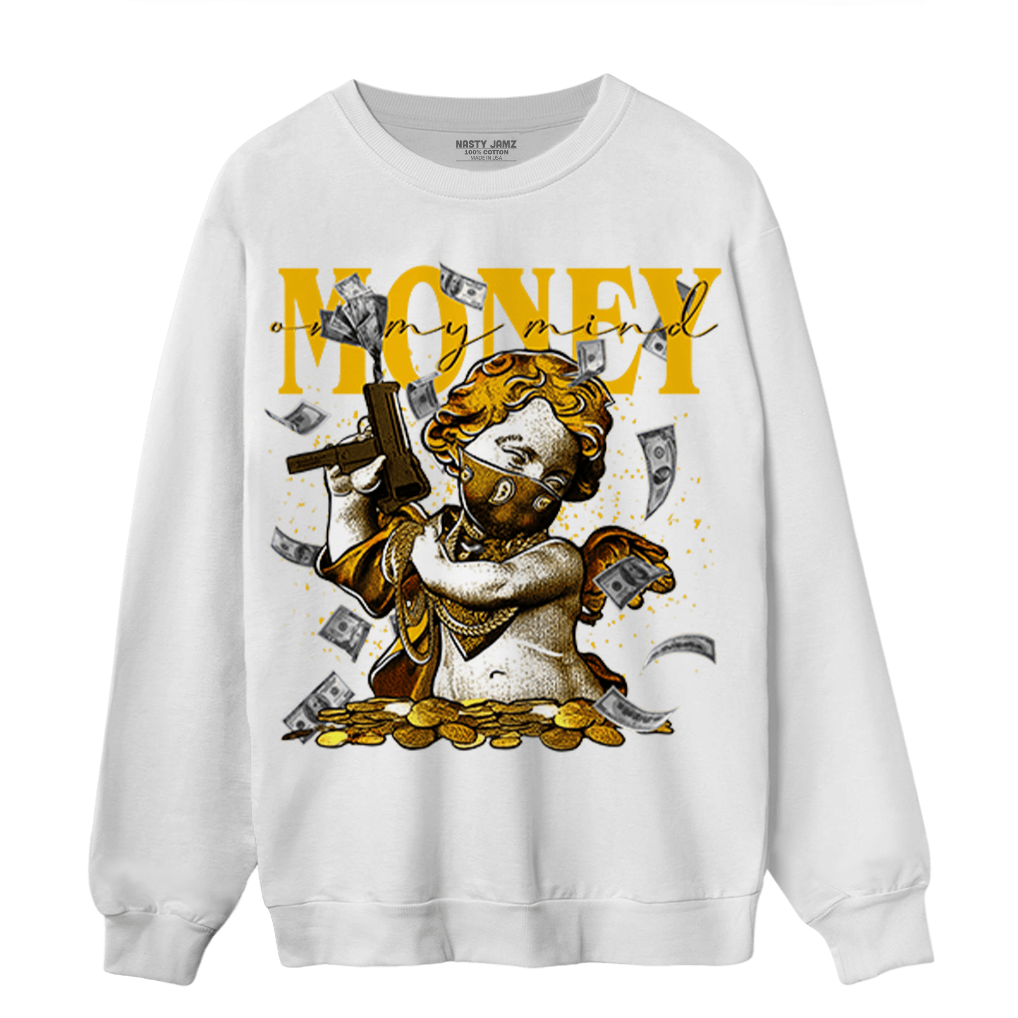 Yellow Ochre 1s Sweatshirt Match Money On My Mine Gang - NastyJamz