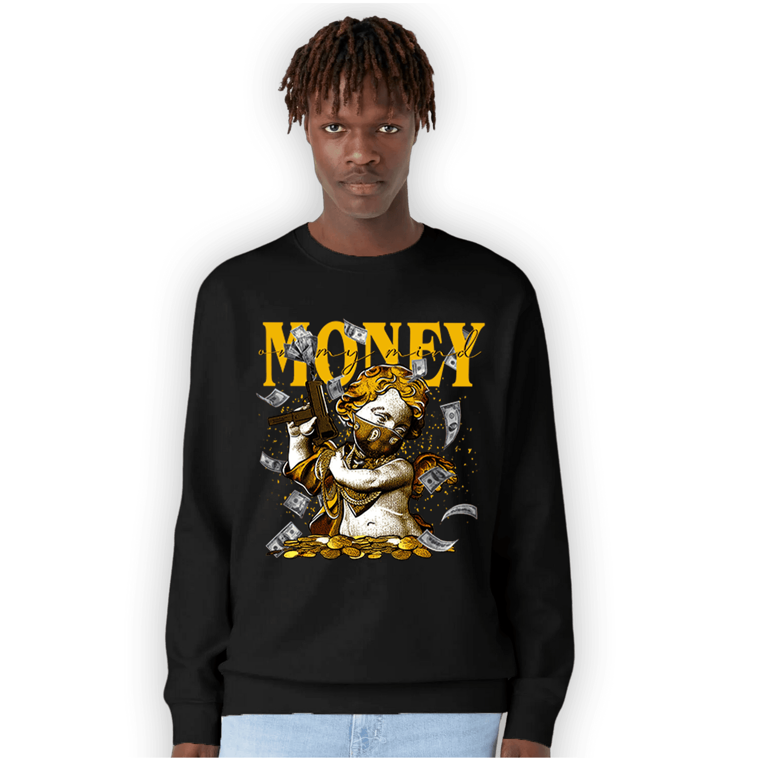Yellow Ochre 1s Sweatshirt Match Money On My Mine Gang - NastyJamz