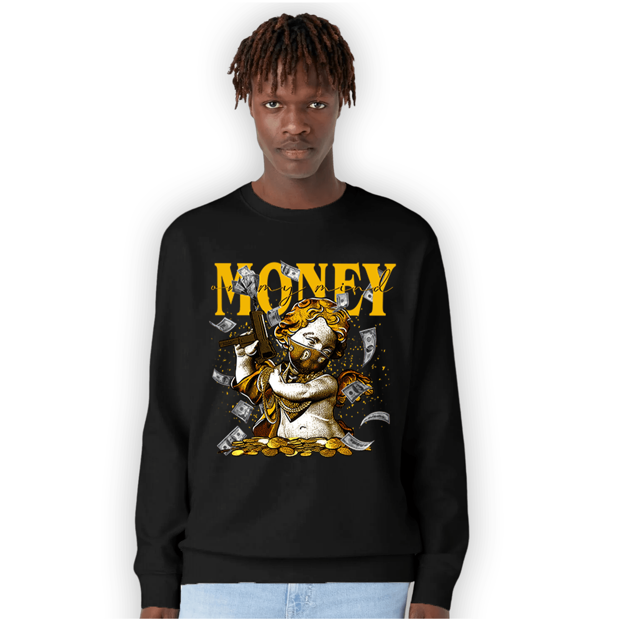 Yellow Ochre 1s Sweatshirt Match Money On My Mine Gang - NastyJamz