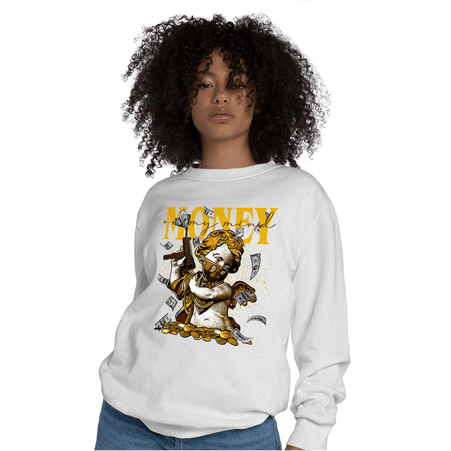 Yellow Ochre 1s Sweatshirt Match Money On My Mine Gang - NastyJamz