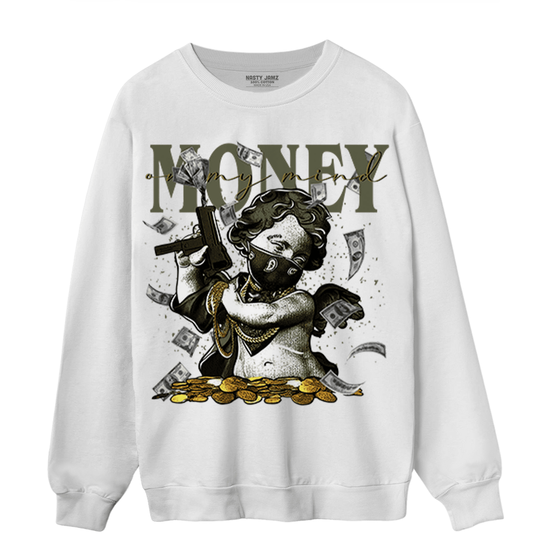 SE Craft Medium Olive 4s Sweatshirt Match Money On My Mine Gang - NastyJamz