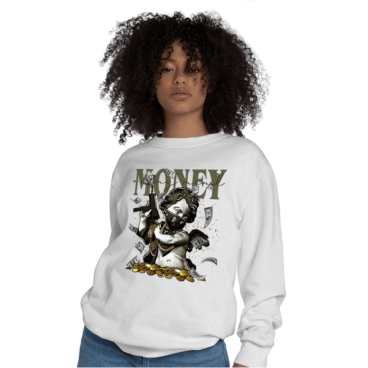 SE Craft Medium Olive 4s Sweatshirt Match Money On My Mine Gang - NastyJamz