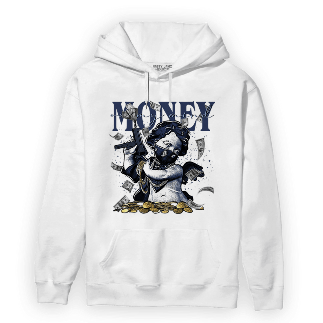 Midnight Navy 5s Hoodie Match Money On My Mine Gang - NastyJamz