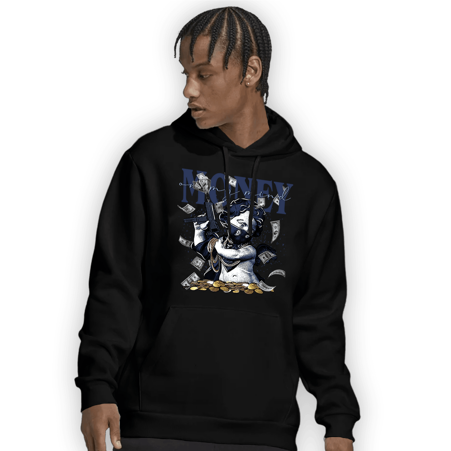 Midnight Navy 5s Hoodie Match Money On My Mine Gang - NastyJamz