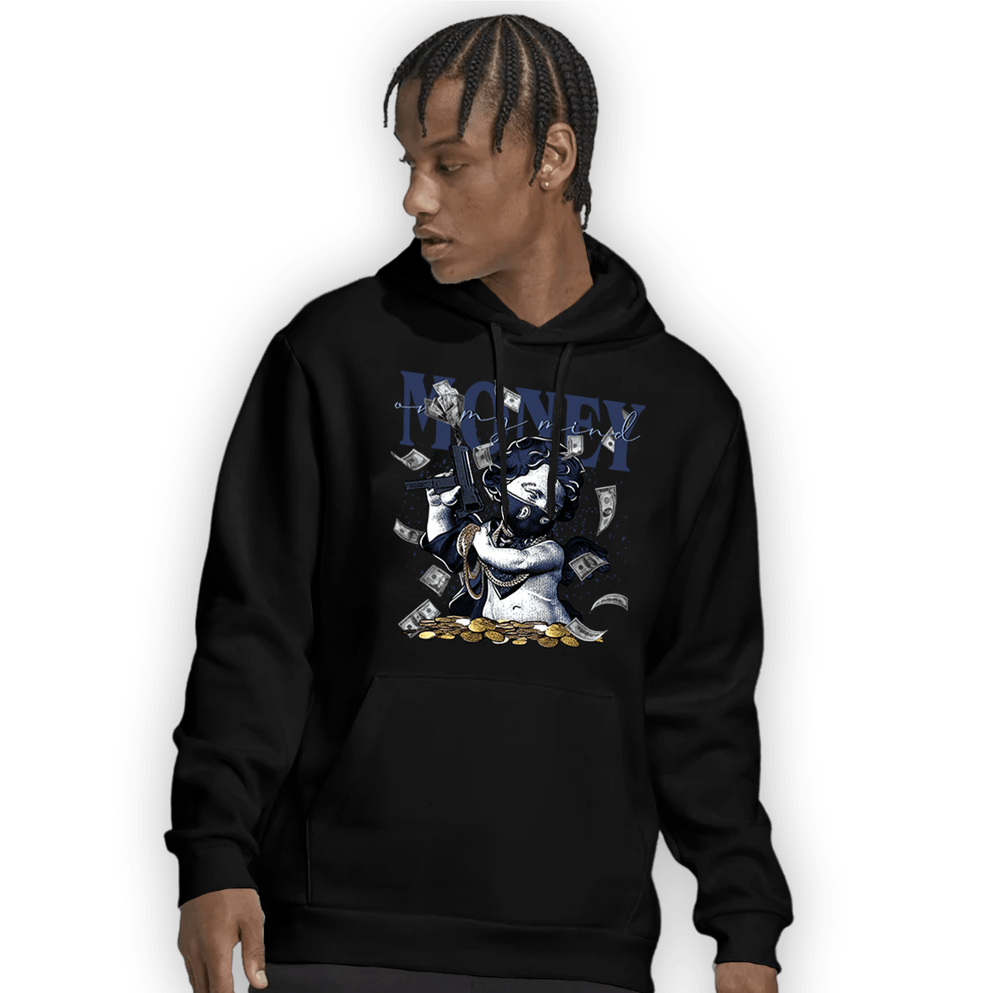 Midnight Navy 5s Hoodie Match Money On My Mine Gang - NastyJamz