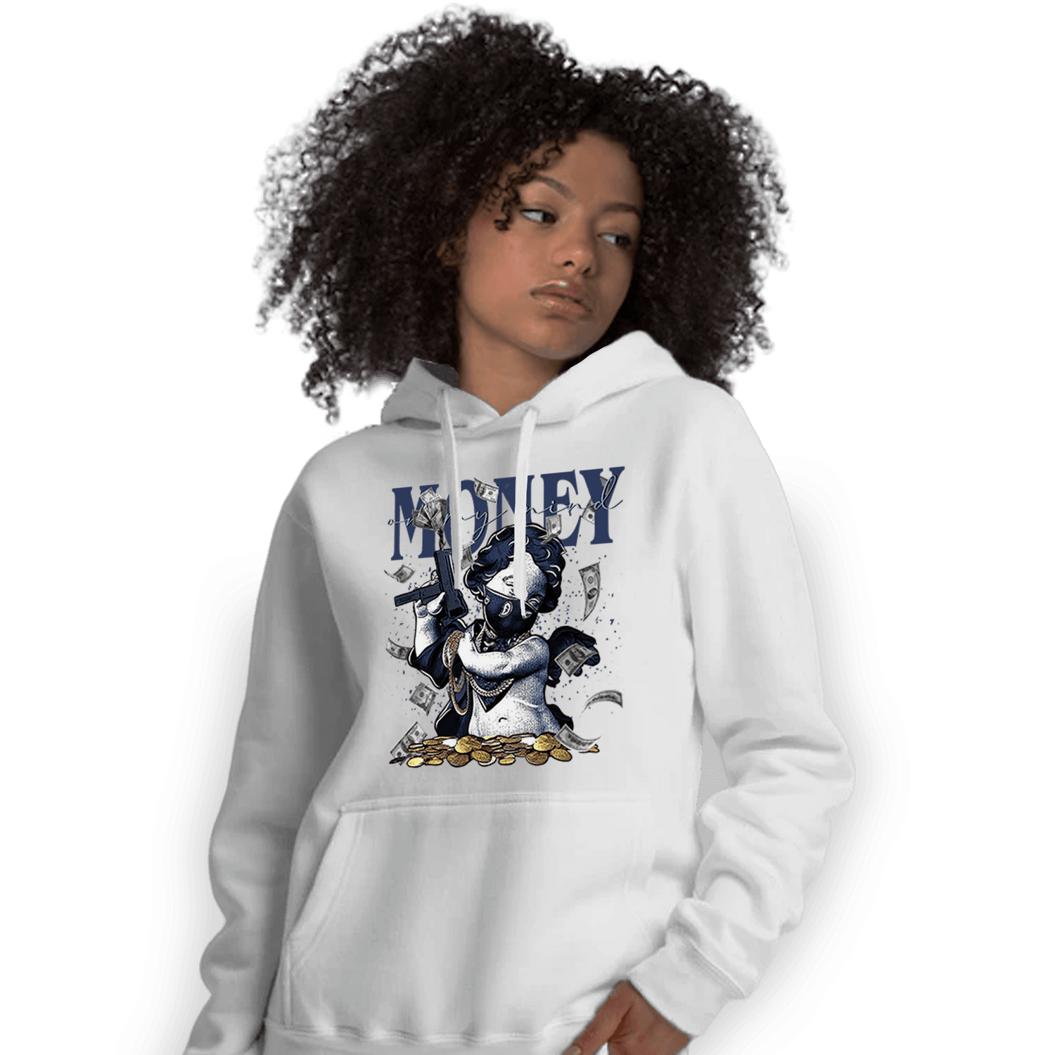 Midnight Navy 5s Hoodie Match Money On My Mine Gang - NastyJamz