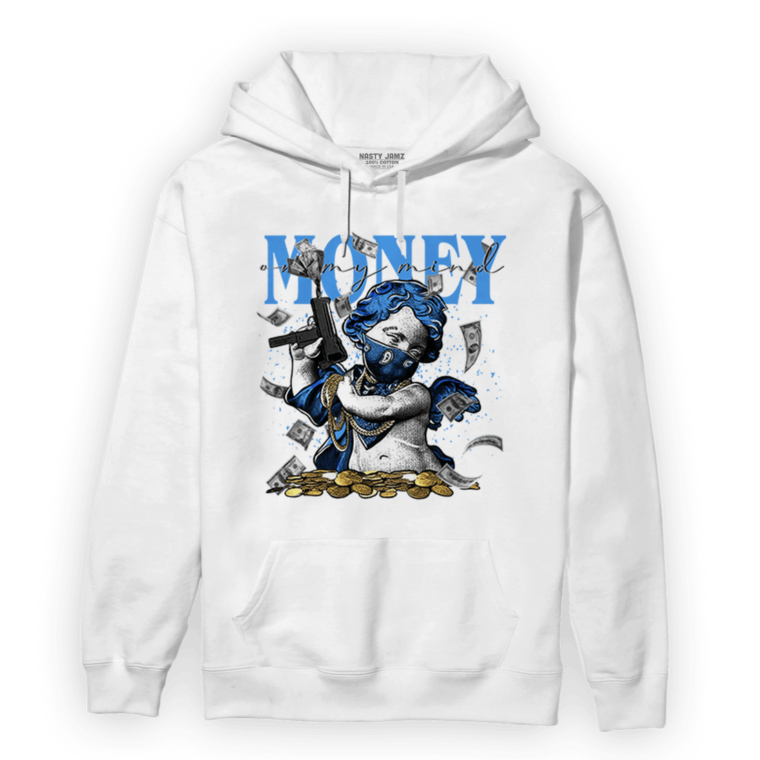 University Blue 5s Hoodie Match Money On My Mine Gang - NastyJamz