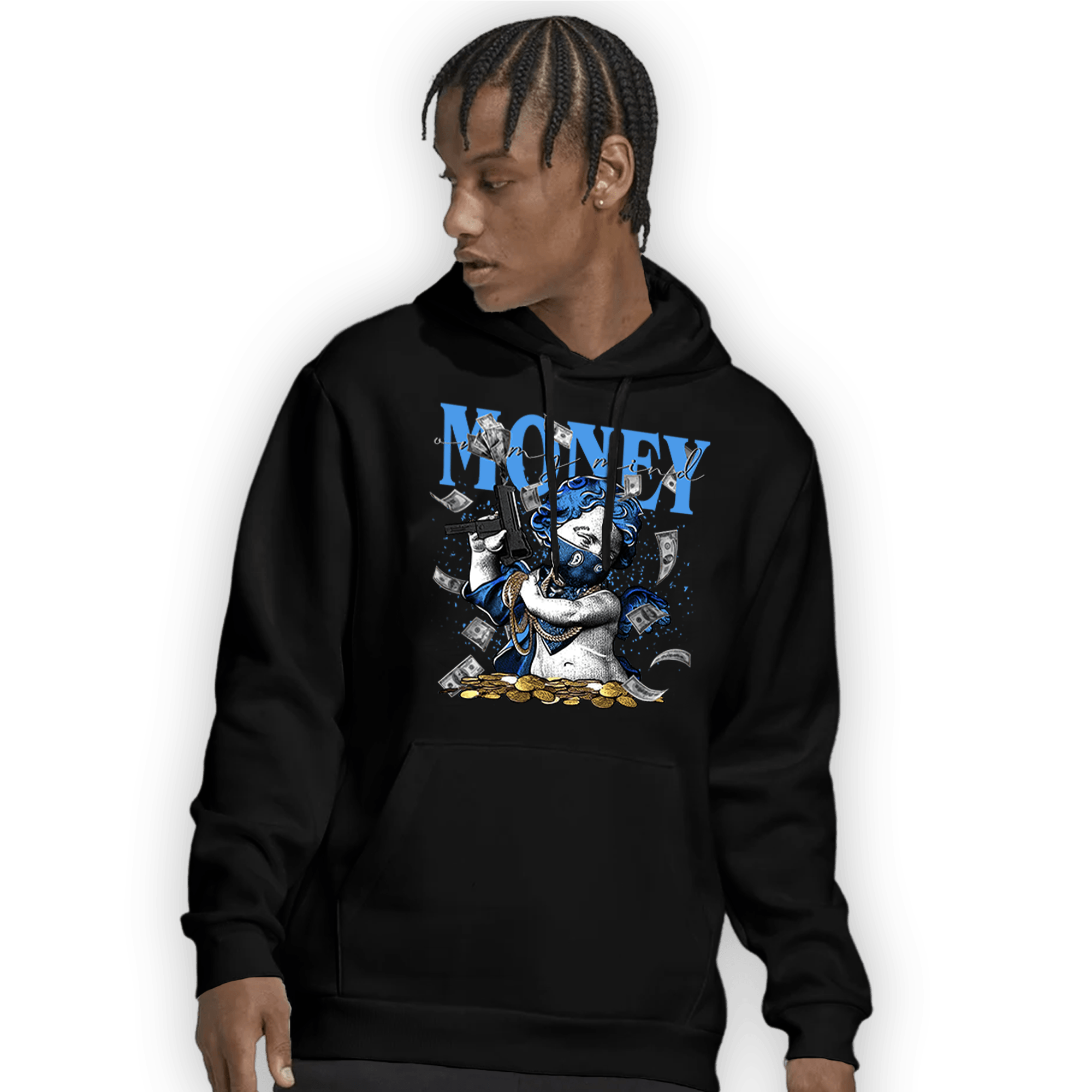University Blue 5s Hoodie Match Money On My Mine Gang - NastyJamz