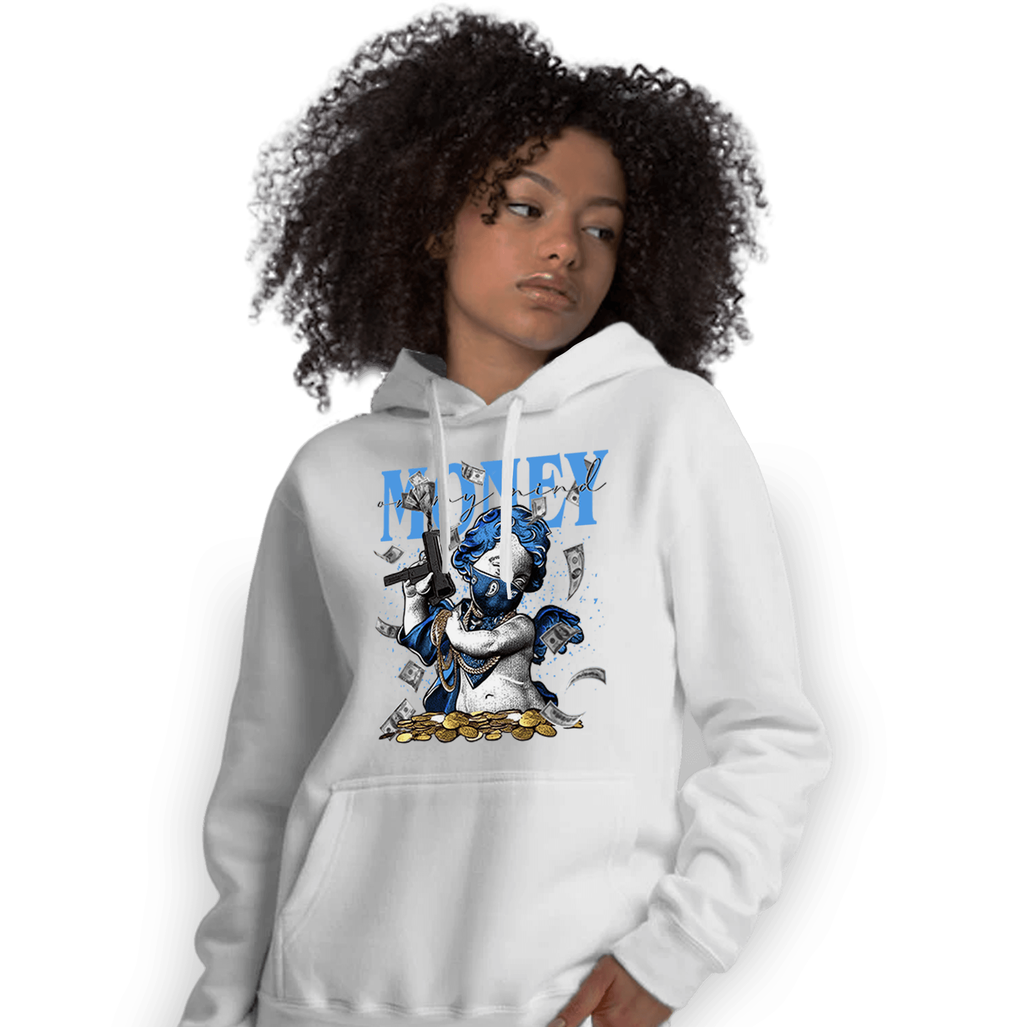 University Blue 5s Hoodie Match Money On My Mine Gang - NastyJamz