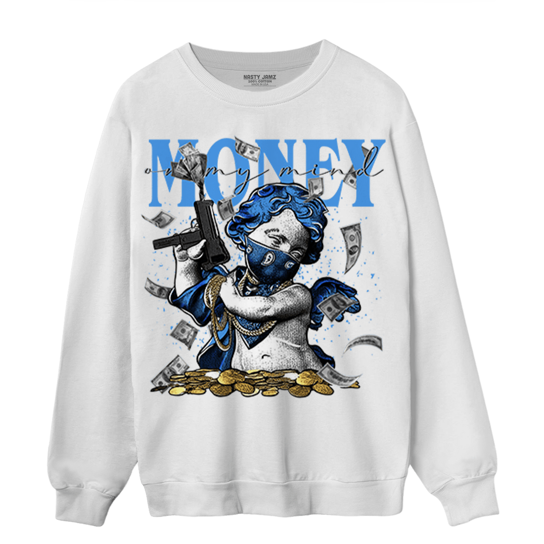 University Blue 5s Sweatshirt Match Money On My Mine Gang - NastyJamz
