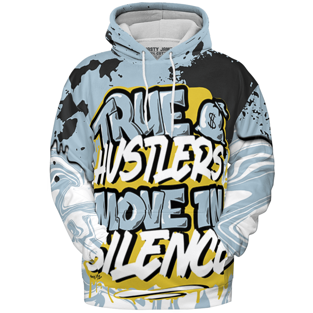 Blue Grey 13s Hoodie Match Move In Silence 3D All-Over Print Color Splash - NastyJamz