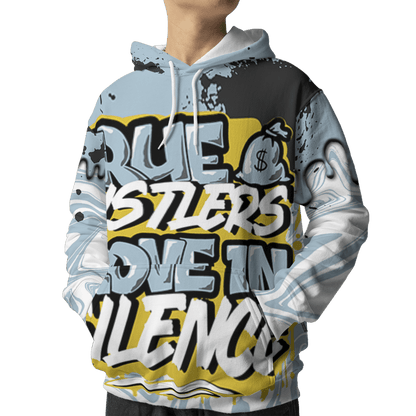 Blue Grey 13s Hoodie Match Move In Silence 3D All-Over Print Color Splash - NastyJamz