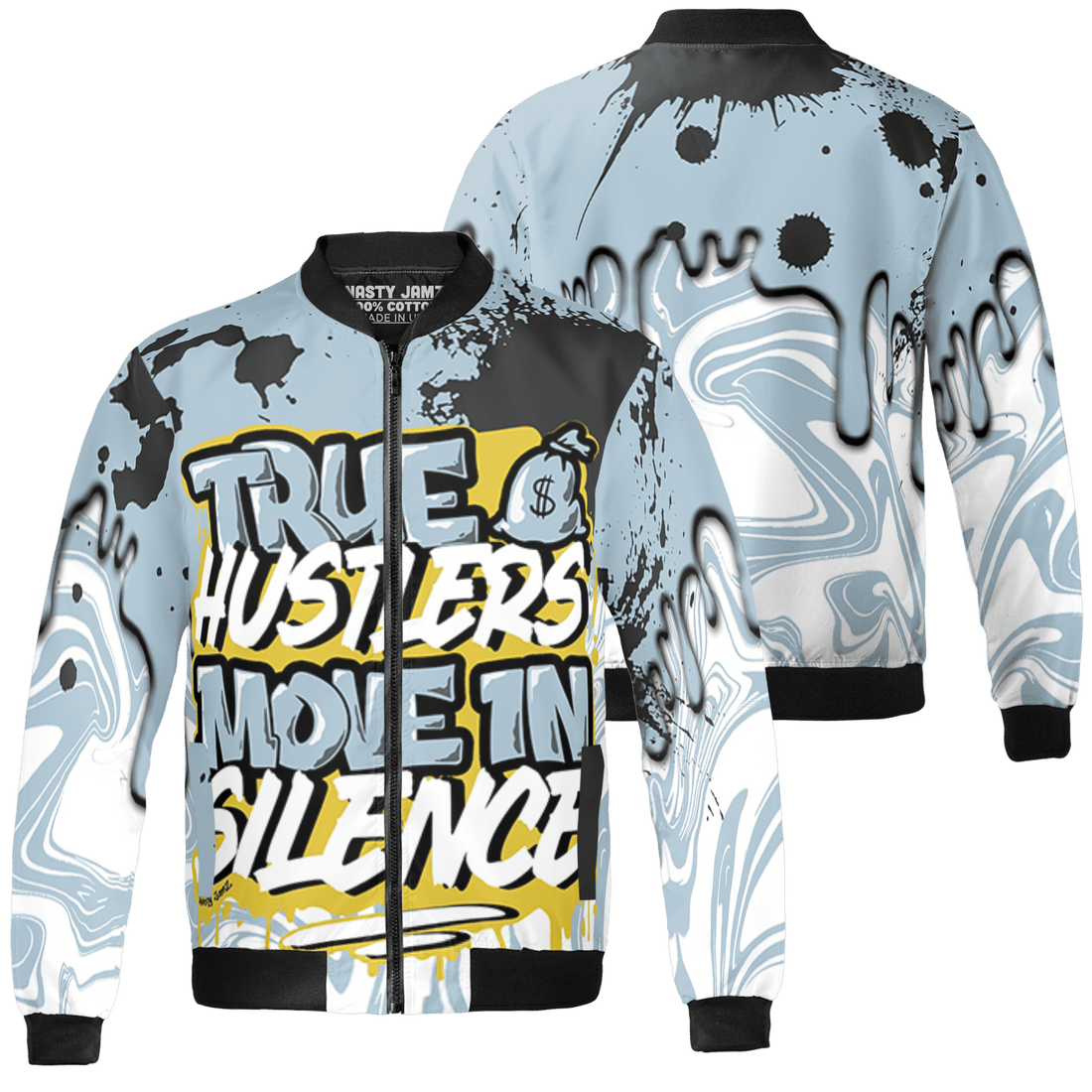 Blue Grey 13s Jacket Match Move In Silence 3D All-Over Print Color Splash - NastyJamz