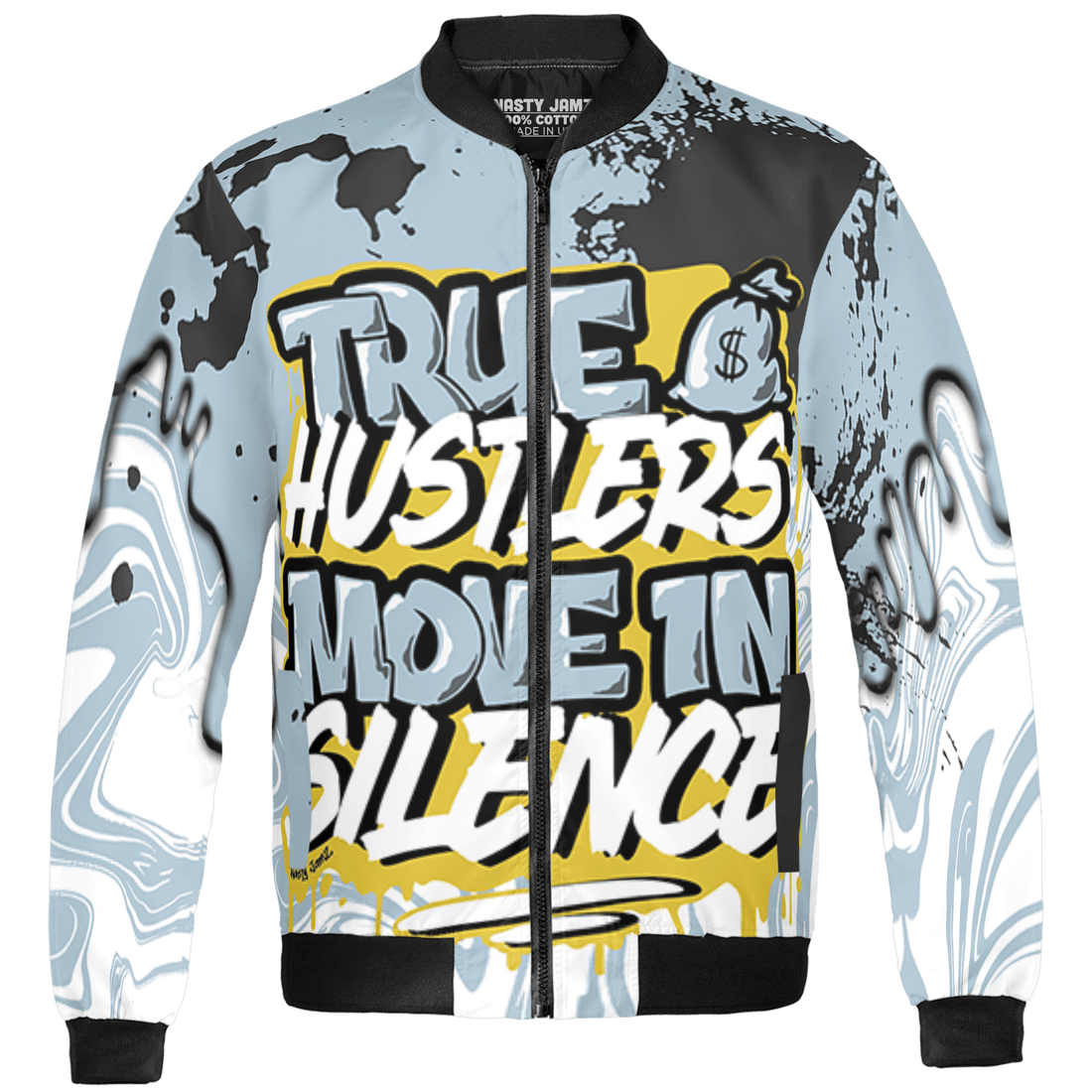 Blue Grey 13s Jacket Match Move In Silence 3D All-Over Print Color Splash - NastyJamz