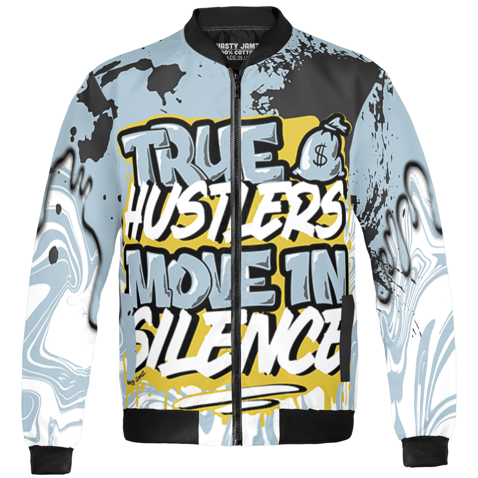 Blue Grey 13s Jacket Match Move In Silence 3D All-Over Print Color Splash - NastyJamz