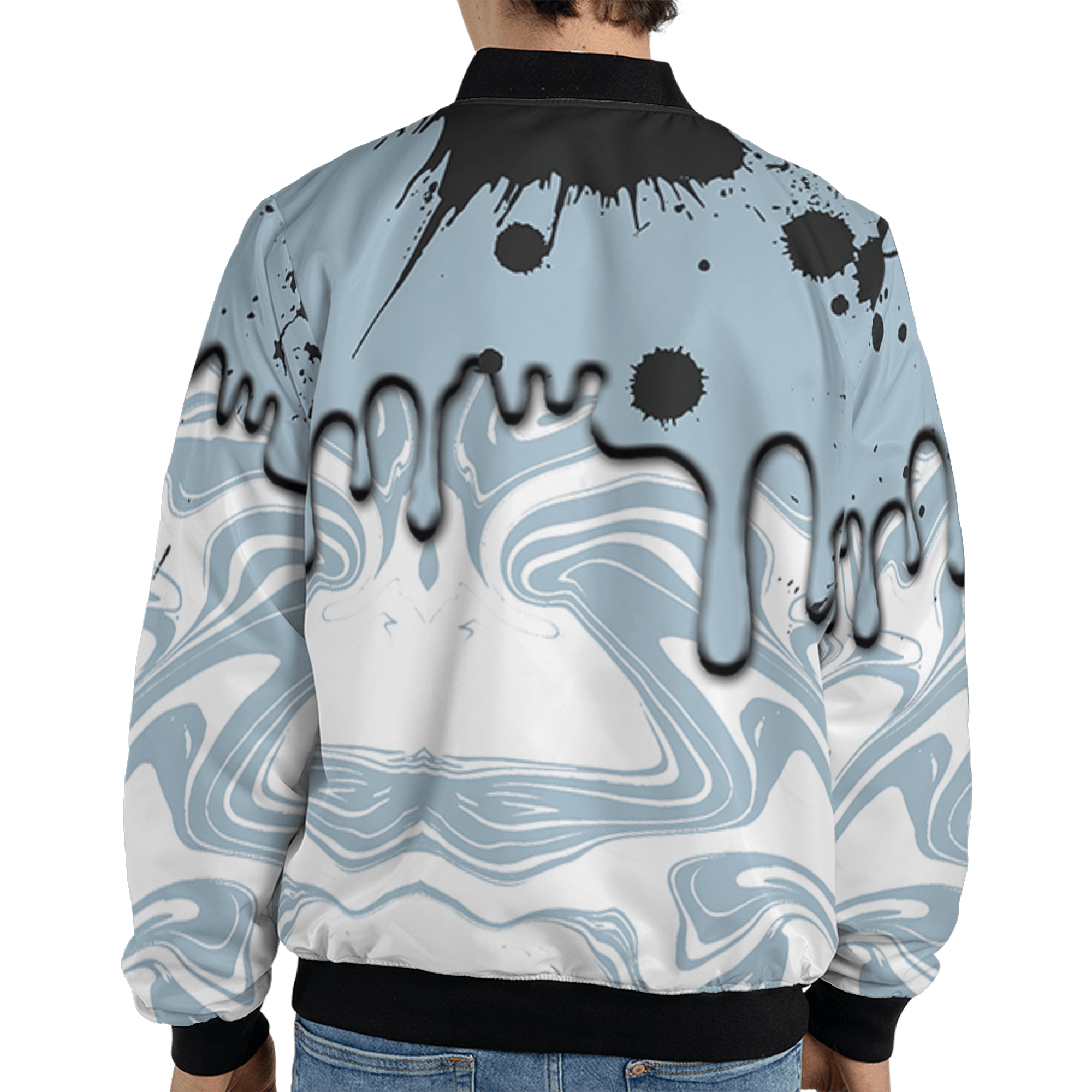 Blue Grey 13s Jacket Match Move In Silence 3D All-Over Print Color Splash - NastyJamz