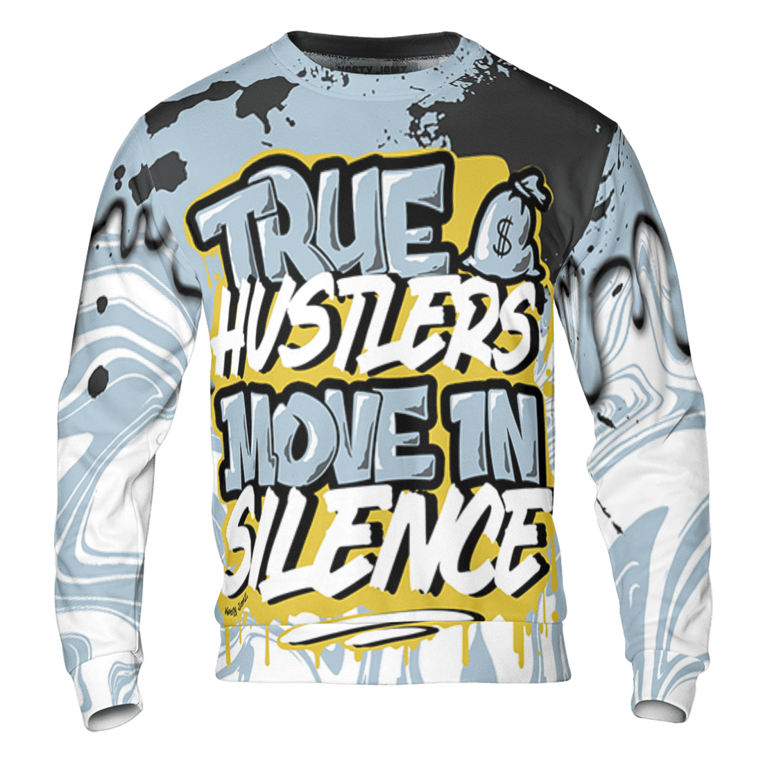 Blue Grey 13s Sweatshirt Match Move In Silence 3D All-Over Print Color Splash - NastyJamz