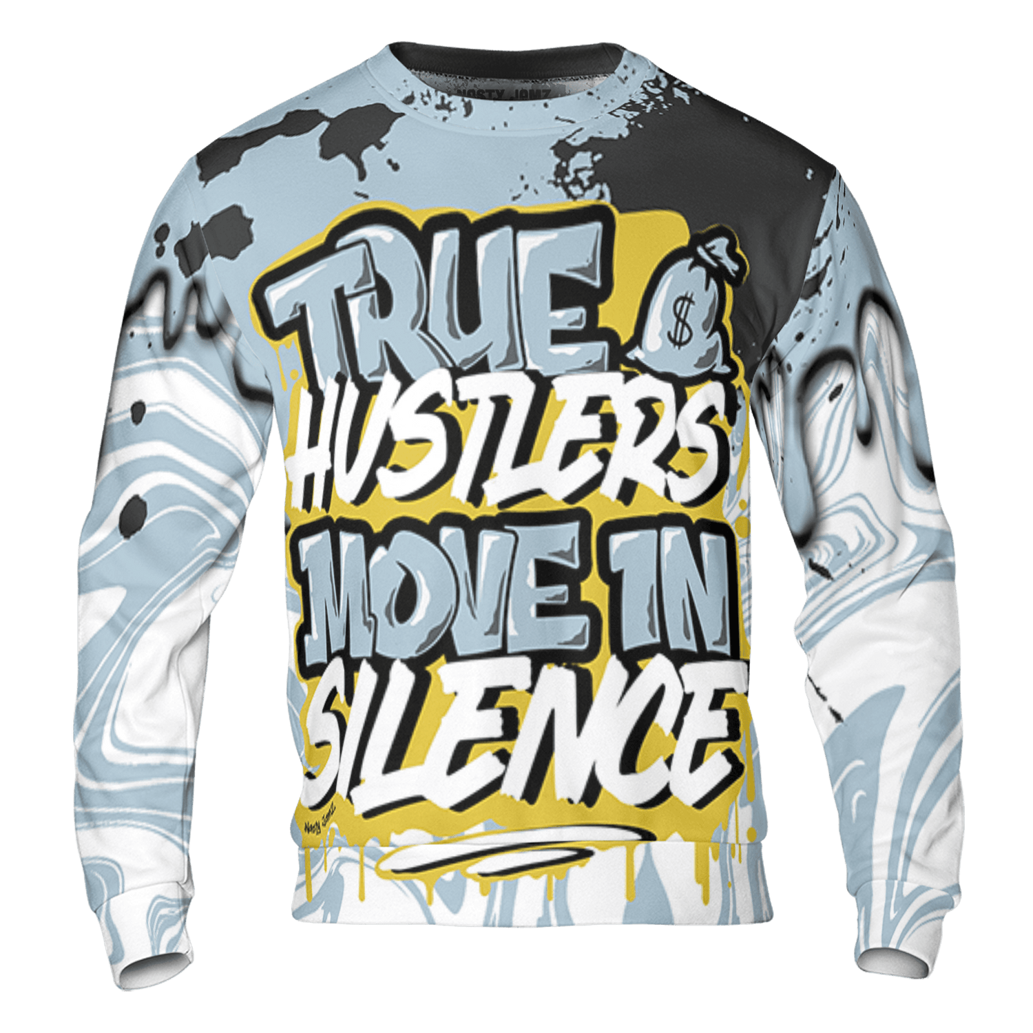 Blue Grey 13s Sweatshirt Match Move In Silence 3D All-Over Print Color Splash - NastyJamz