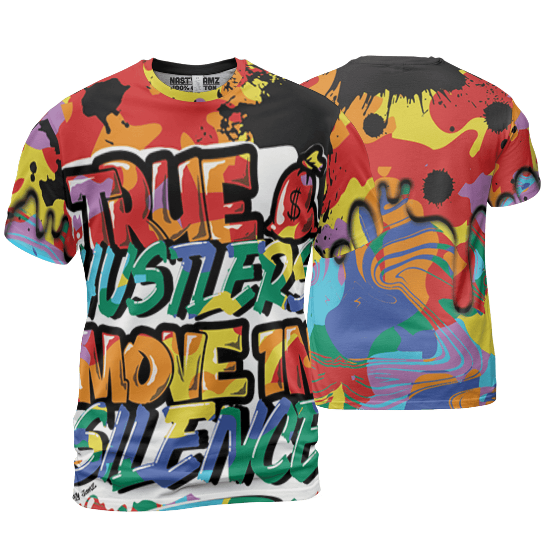 Mid GS Six Championships 1s T Shirt Match Move In Silence 3D All-Over Print Color Splash - NastyJamz