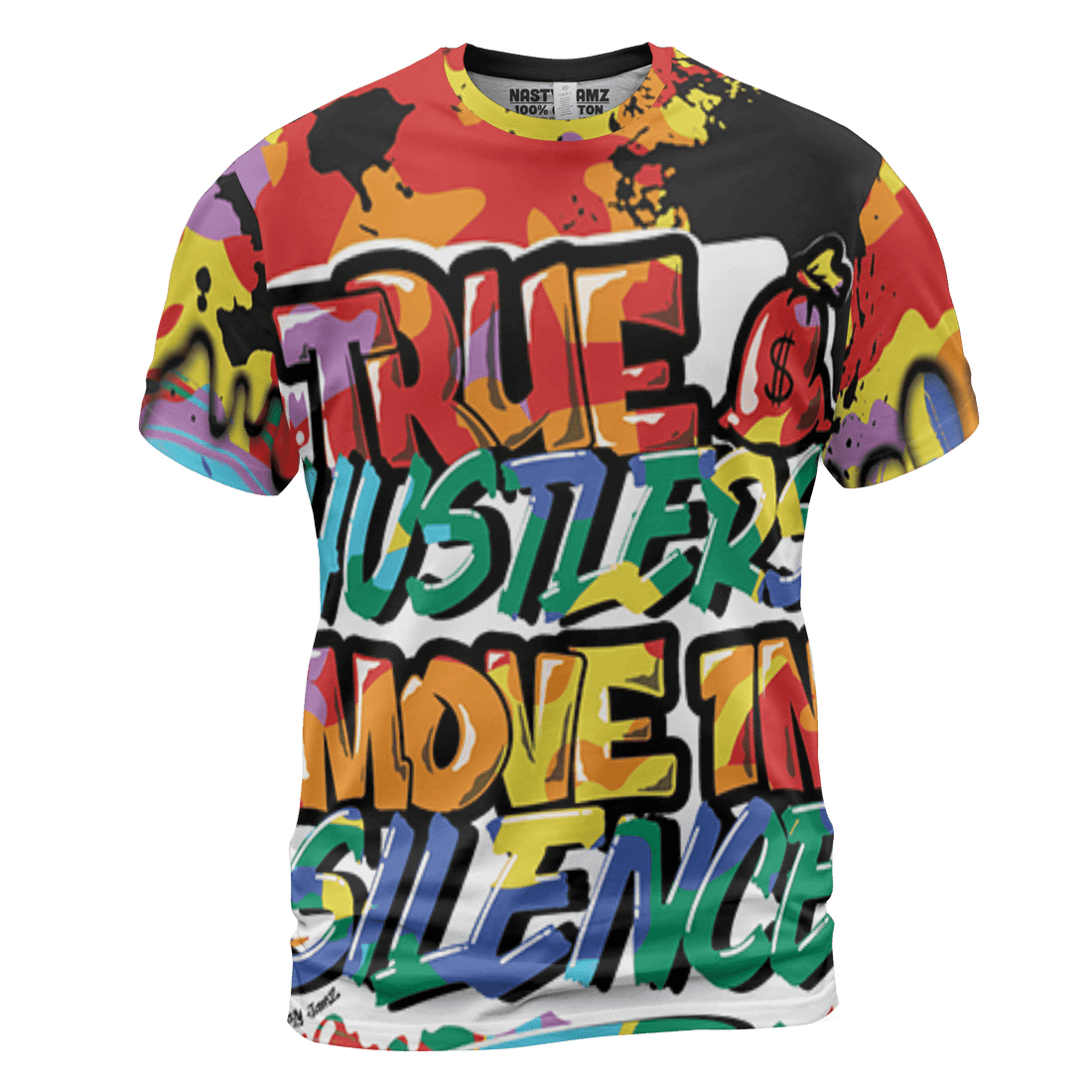 Mid GS Six Championships 1s T Shirt Match Move In Silence 3D All-Over Print Color Splash - NastyJamz