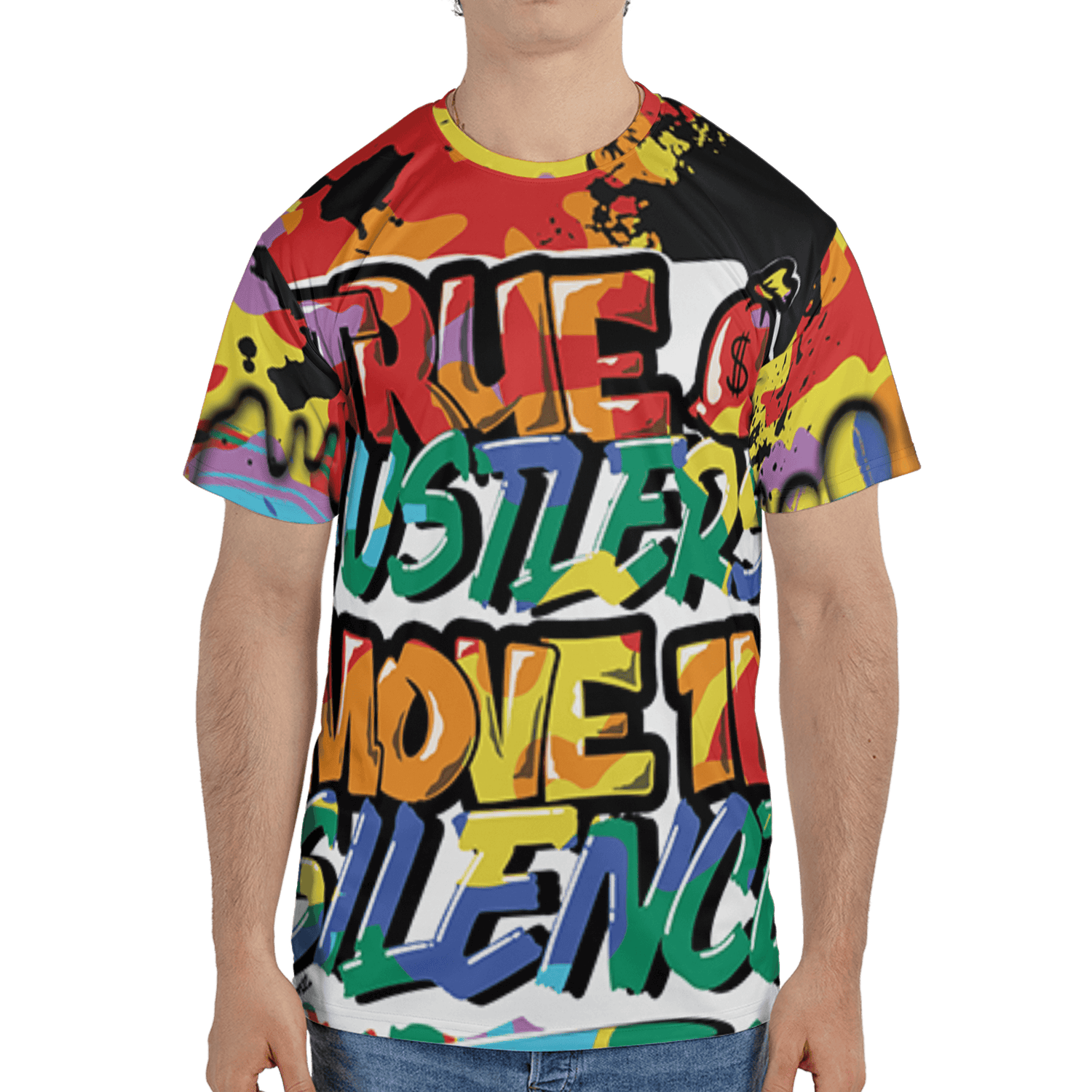 Mid GS Six Championships 1s T Shirt Match Move In Silence 3D All-Over Print Color Splash - NastyJamz