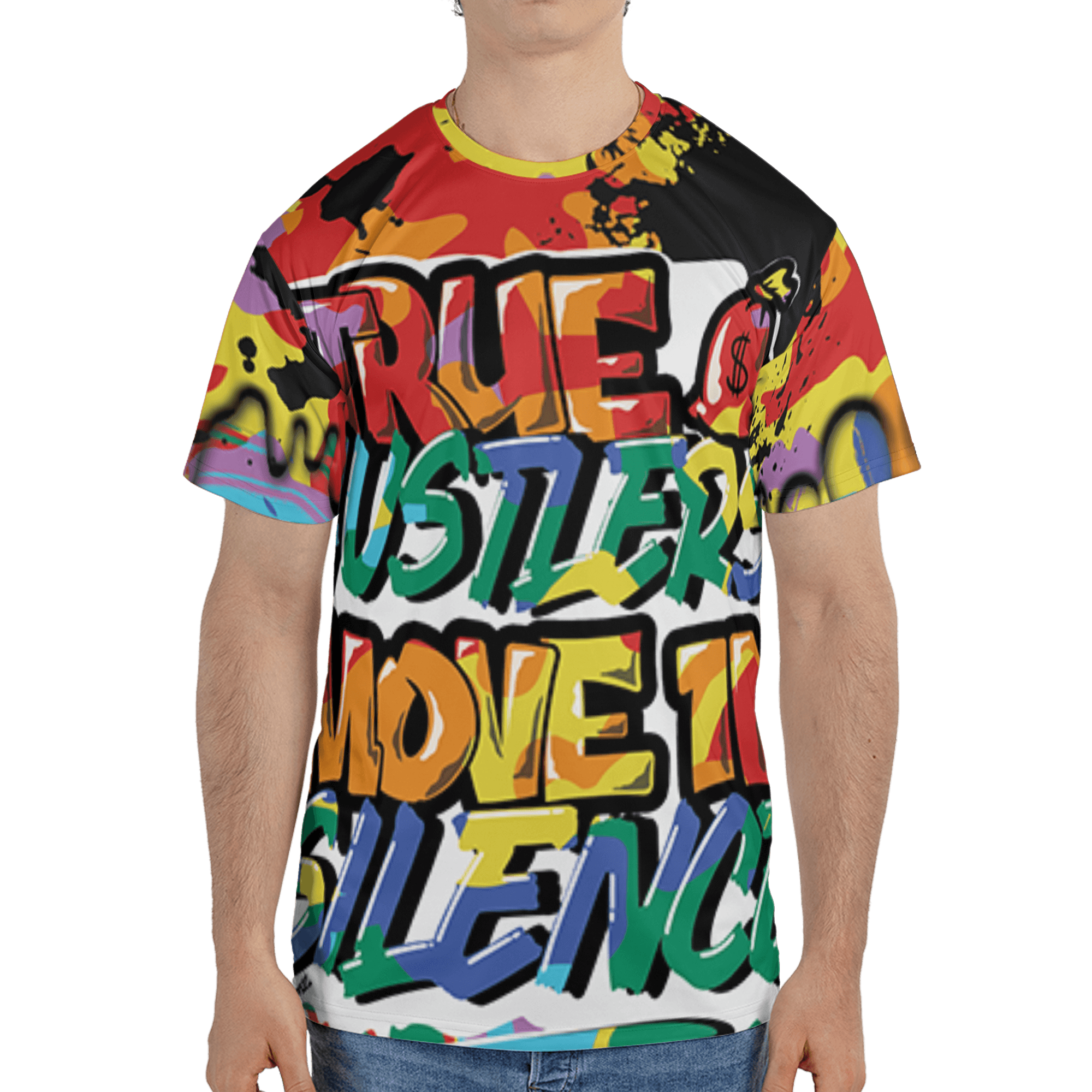 Mid GS Six Championships 1s T Shirt Match Move In Silence 3D All-Over Print Color Splash - NastyJamz