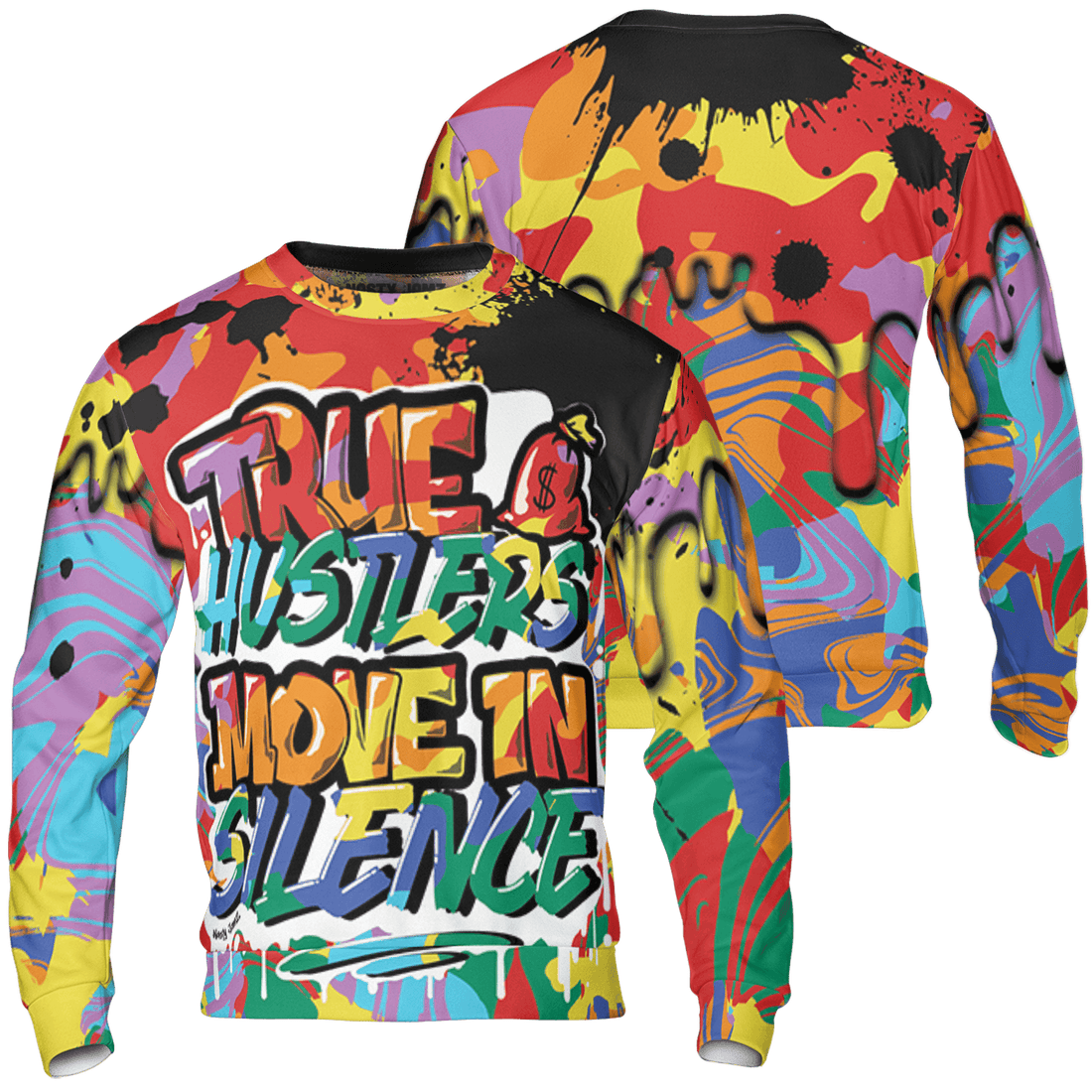 Mid GS Six Championships 1s Sweatshirt Match Move In Silence 3D All-Over Print Color Splash - NastyJamz