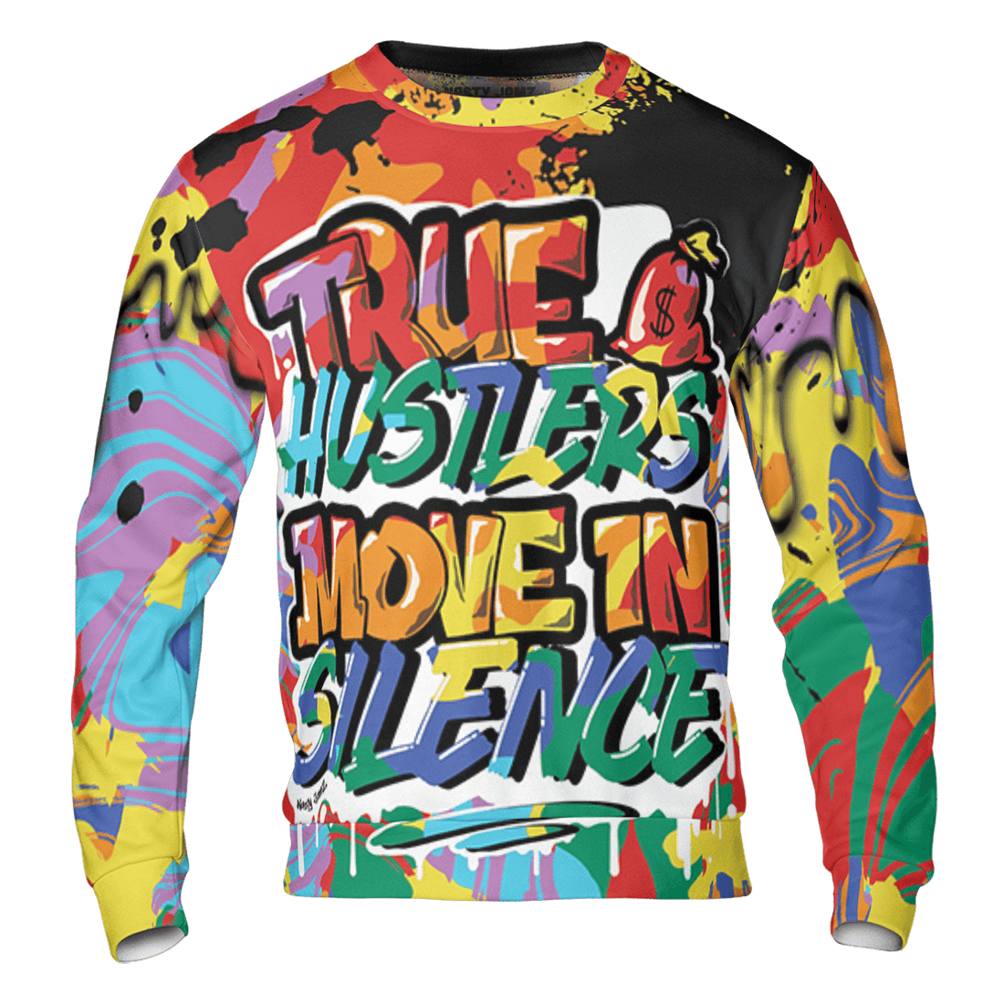 Mid GS Six Championships 1s Sweatshirt Match Move In Silence 3D All-Over Print Color Splash - NastyJamz
