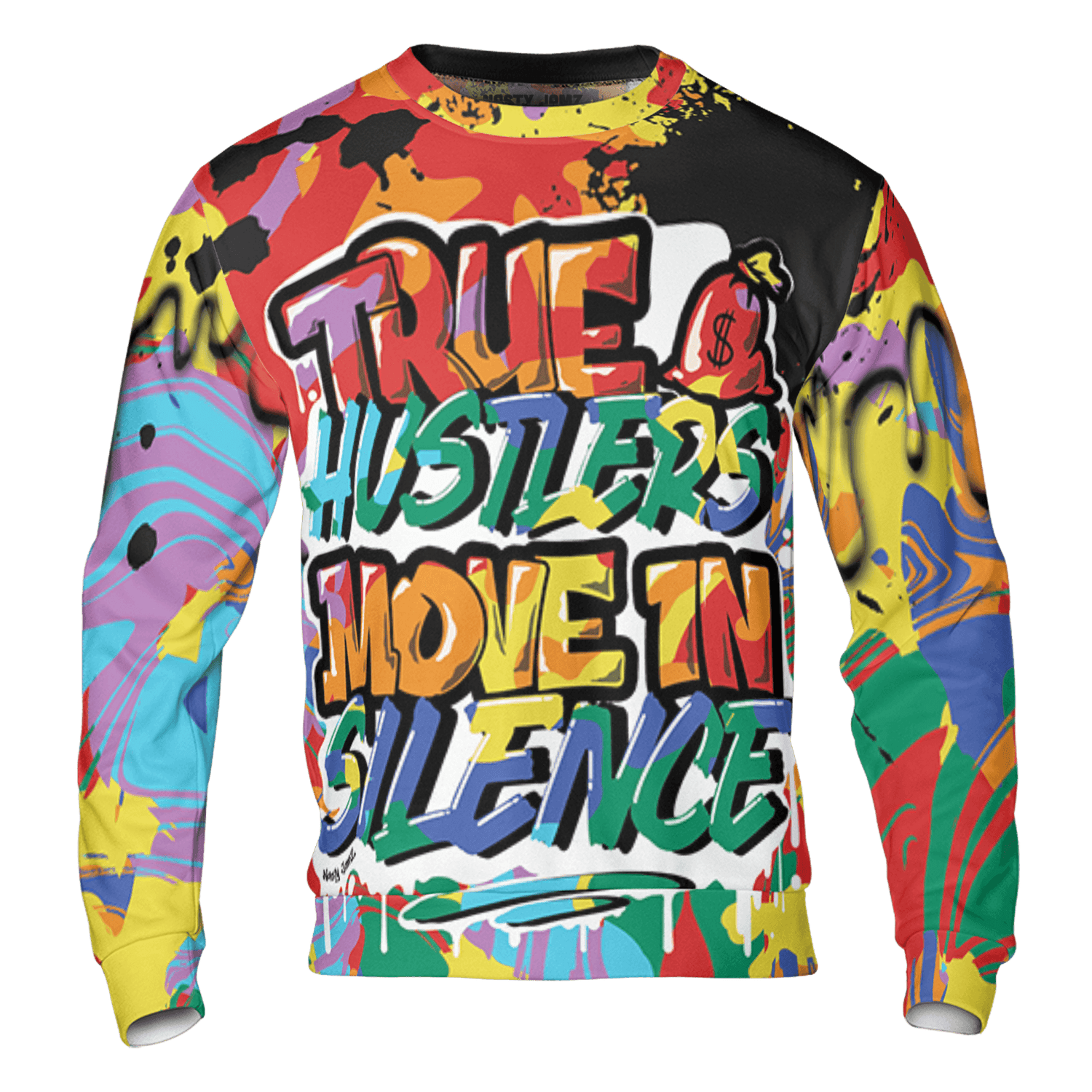 Mid GS Six Championships 1s Sweatshirt Match Move In Silence 3D All-Over Print Color Splash - NastyJamz