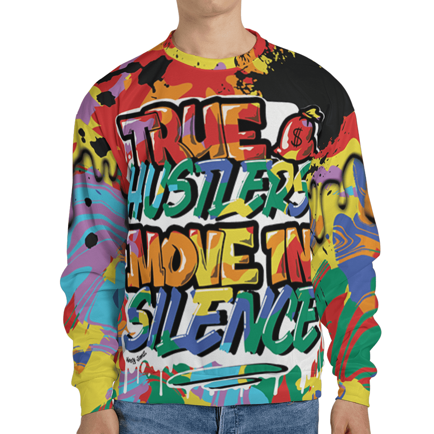 Mid GS Six Championships 1s Sweatshirt Match Move In Silence 3D All-Over Print Color Splash - NastyJamz