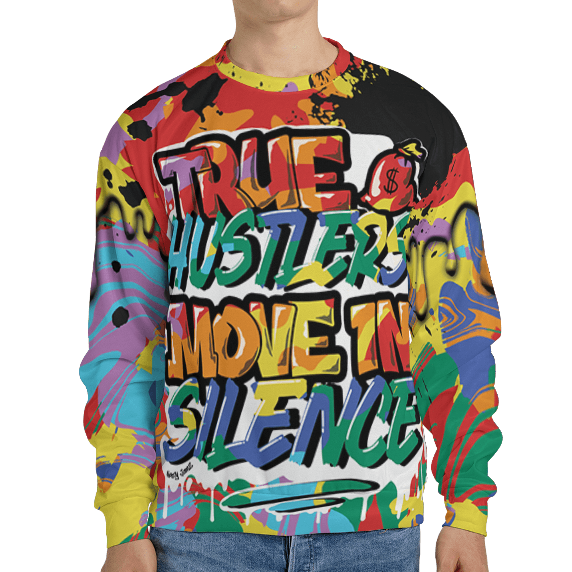Mid GS Six Championships 1s Sweatshirt Match Move In Silence 3D All-Over Print Color Splash - NastyJamz