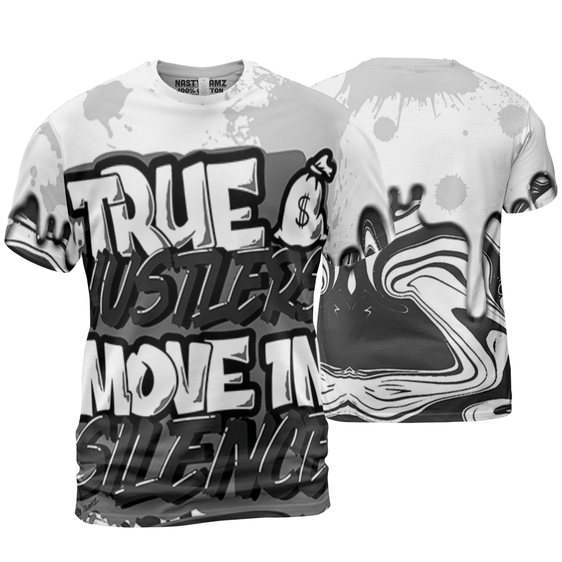 Retro High OG Black White 1s T Shirt Match Move In Silence 3D All-Over Print Color Splash - NastyJamz