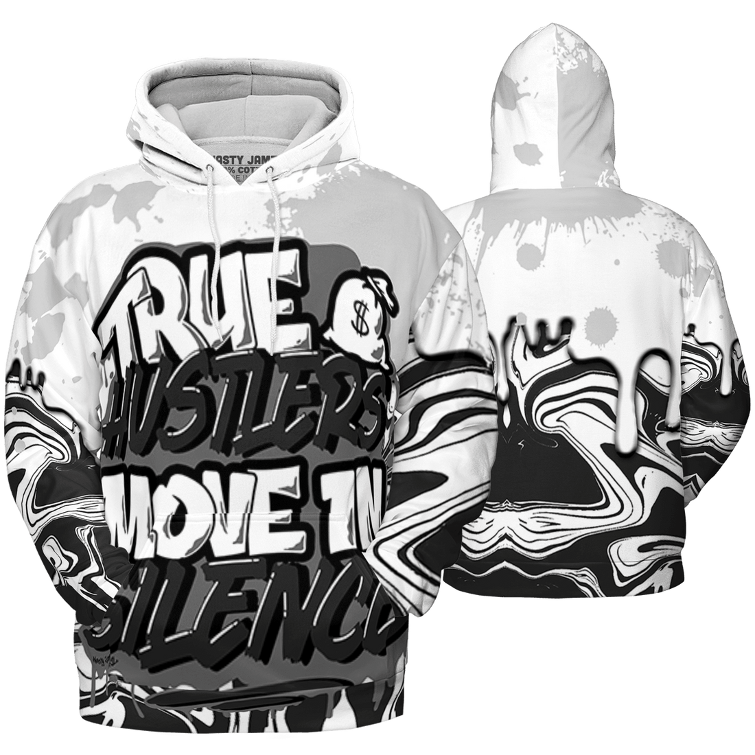 Retro High OG Black White 1s Hoodie Match Move In Silence 3D All-Over Print Color Splash - NastyJamz