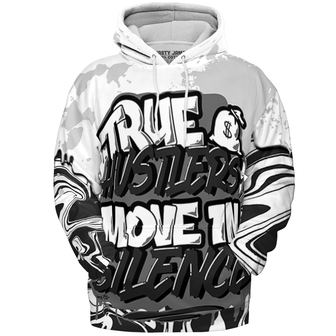 Retro High OG Black White 1s Hoodie Match Move In Silence 3D All-Over Print Color Splash - NastyJamz