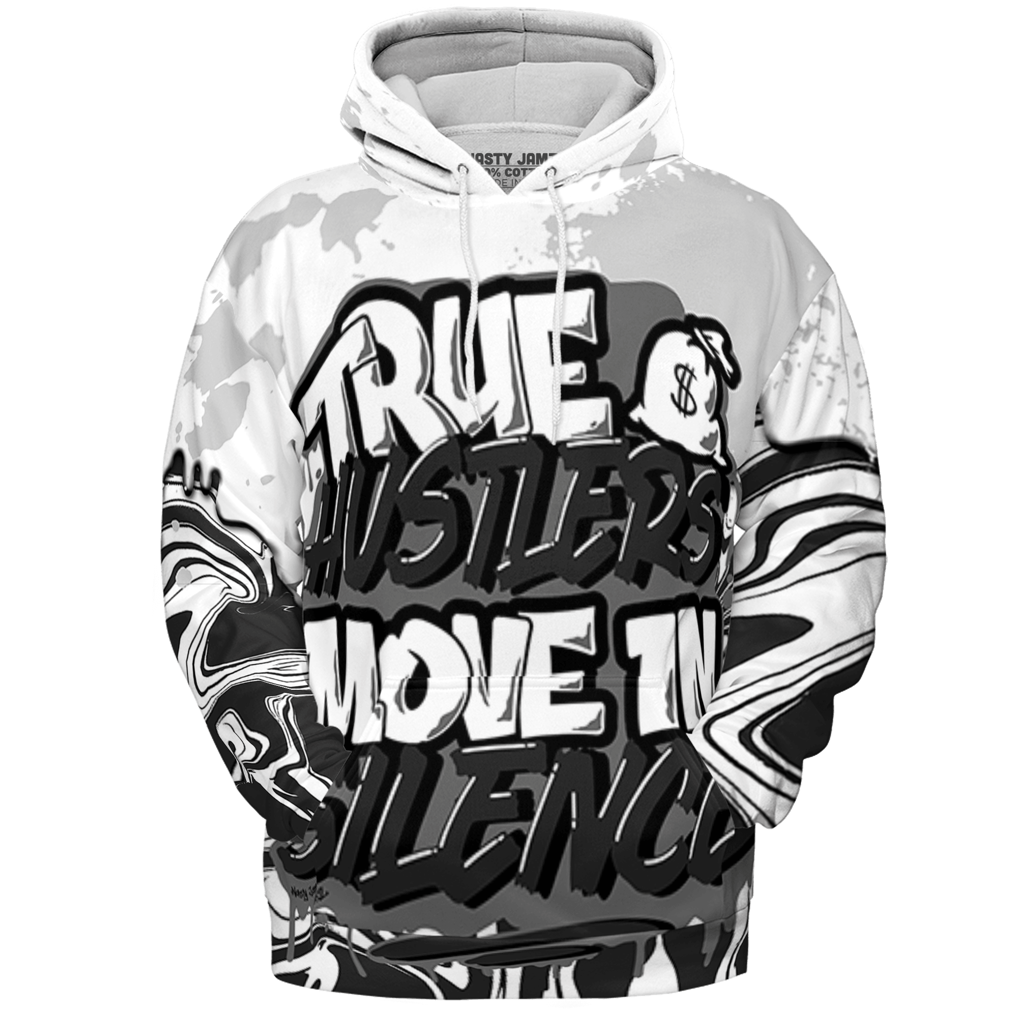 Retro High OG Black White 1s Hoodie Match Move In Silence 3D All-Over Print Color Splash - NastyJamz