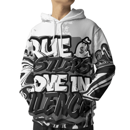 Retro High OG Black White 1s Hoodie Match Move In Silence 3D All-Over Print Color Splash - NastyJamz