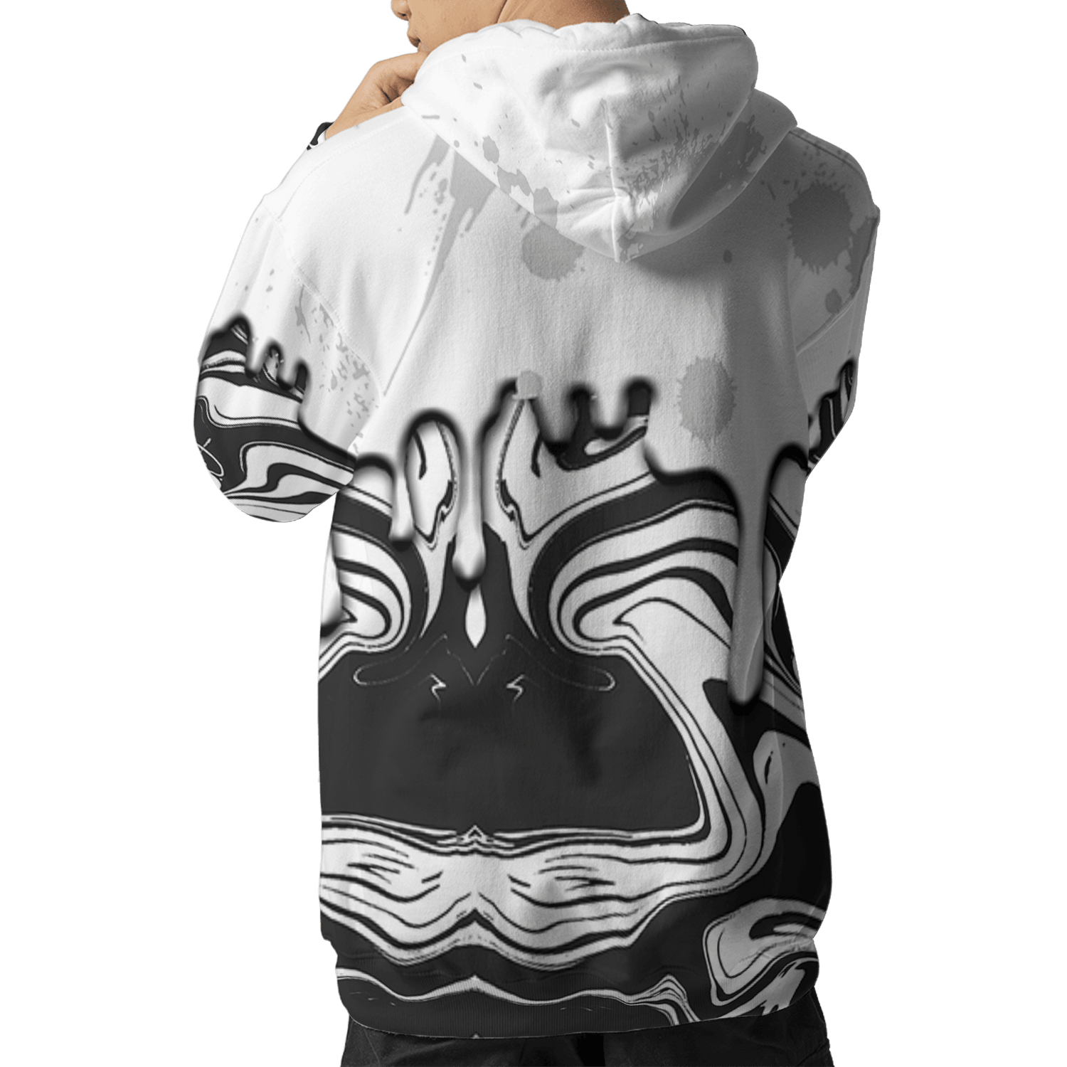 Retro High OG Black White 1s Hoodie Match Move In Silence 3D All-Over Print Color Splash - NastyJamz