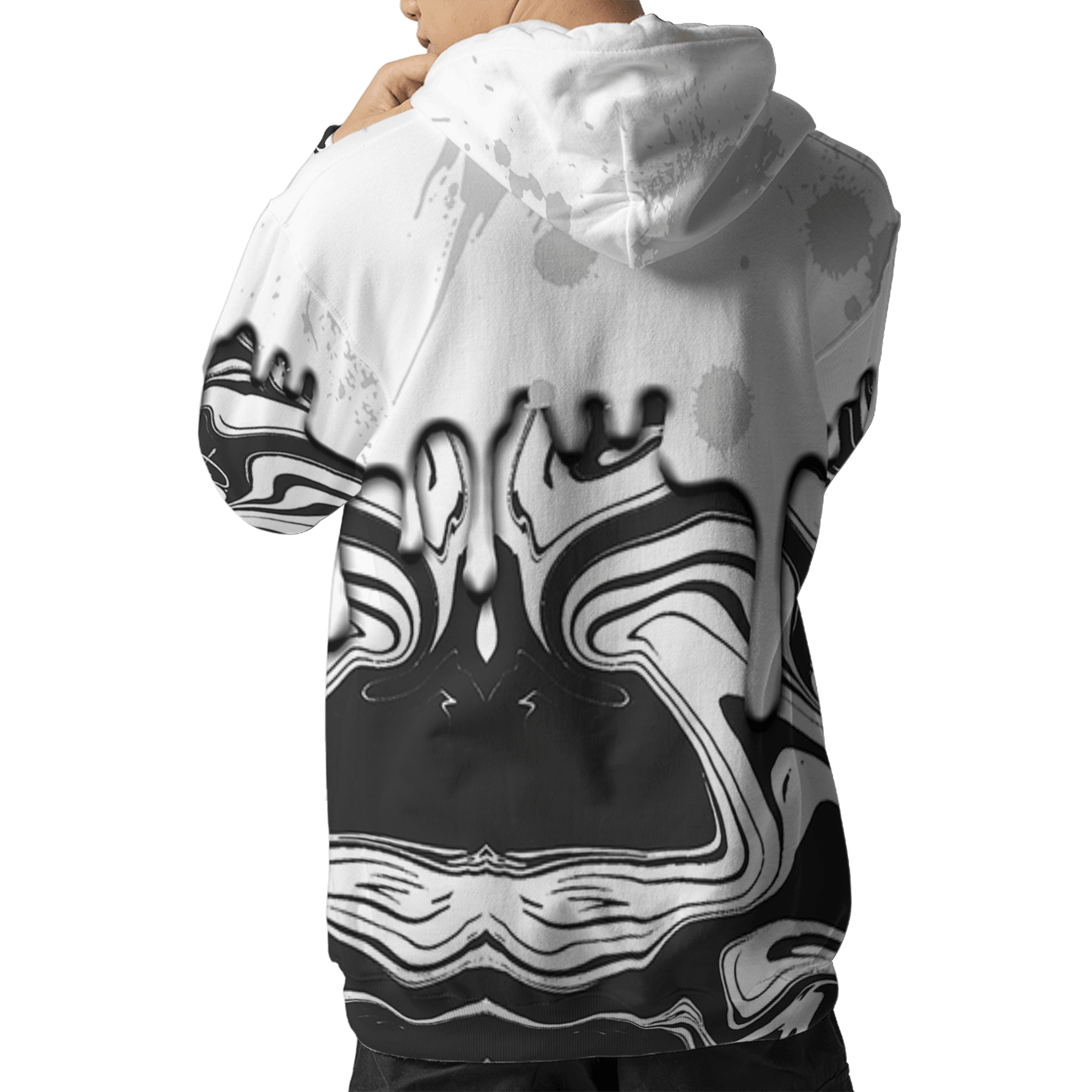Retro High OG Black White 1s Hoodie Match Move In Silence 3D All-Over Print Color Splash - NastyJamz