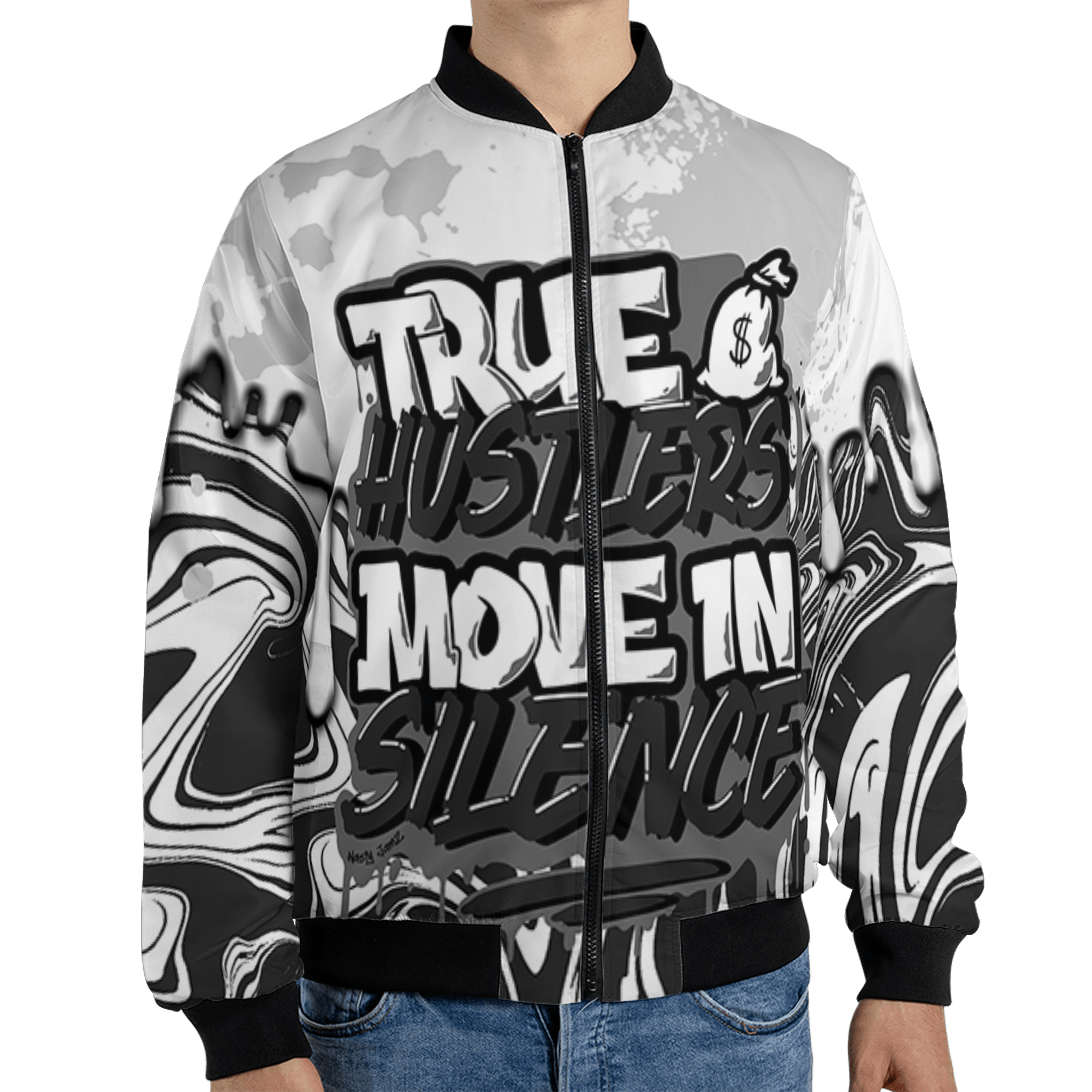 Retro High OG Black White 1s Jacket Match Move In Silence 3D All-Over Print Color Splash - NastyJamz