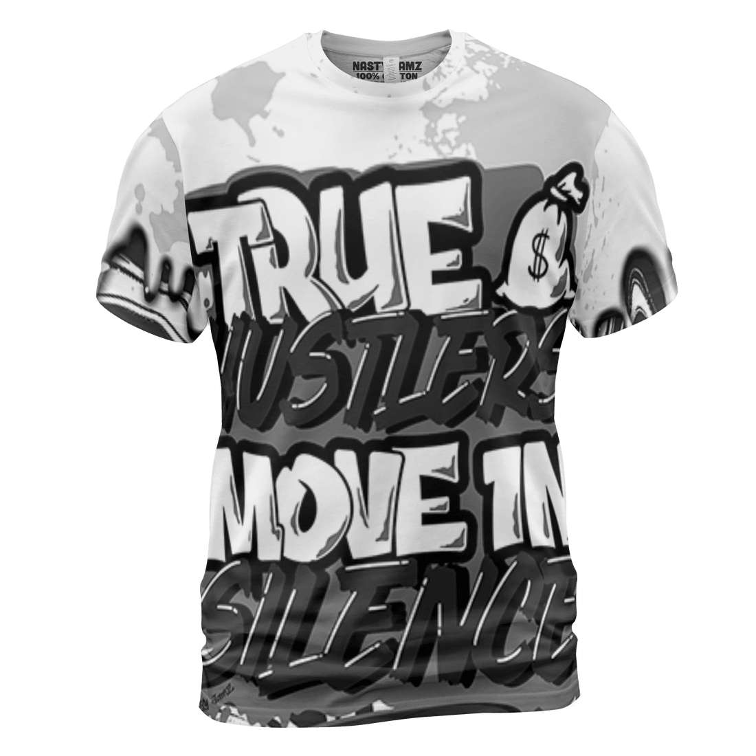 Retro High OG Black White 1s T Shirt Match Move In Silence 3D All-Over Print Color Splash - NastyJamz