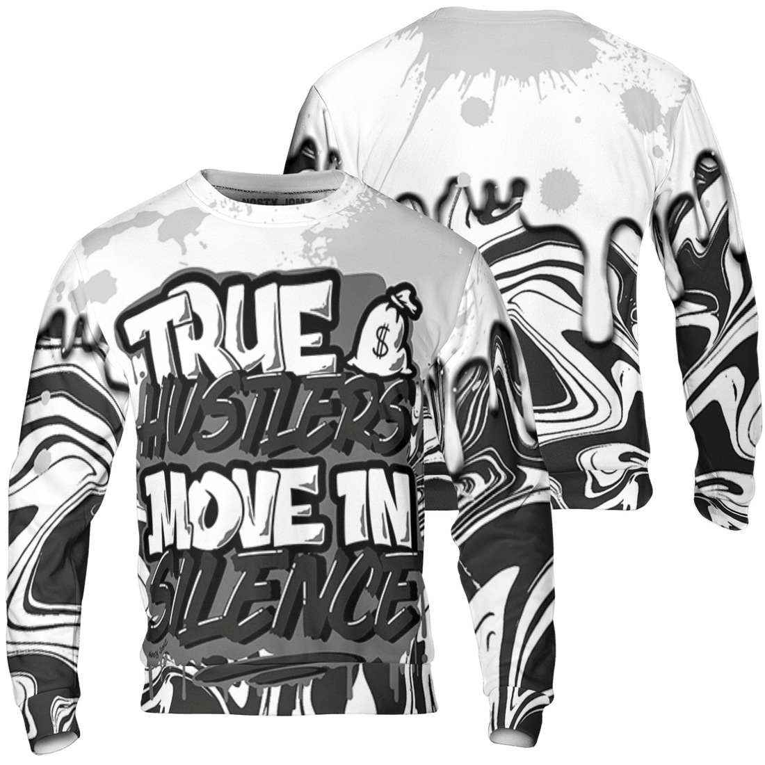 Retro High OG Black White 1s Sweatshirt Match Move In Silence 3D All-Over Print Color Splash - NastyJamz