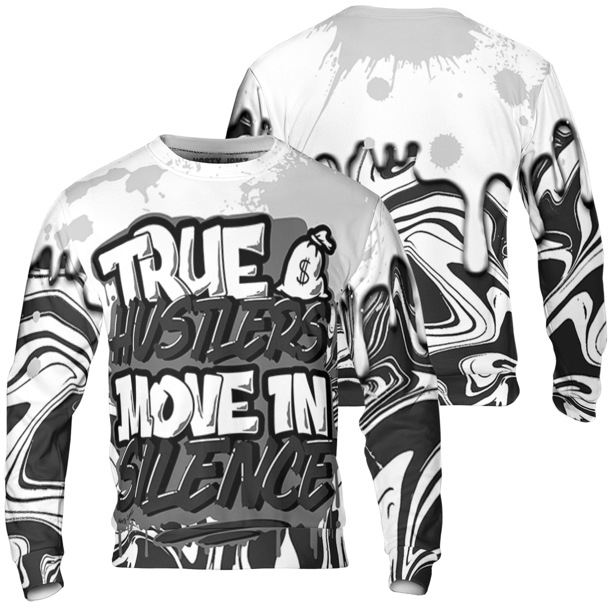 Retro High OG Black White 1s Sweatshirt Match Move In Silence 3D All-Over Print Color Splash - NastyJamz