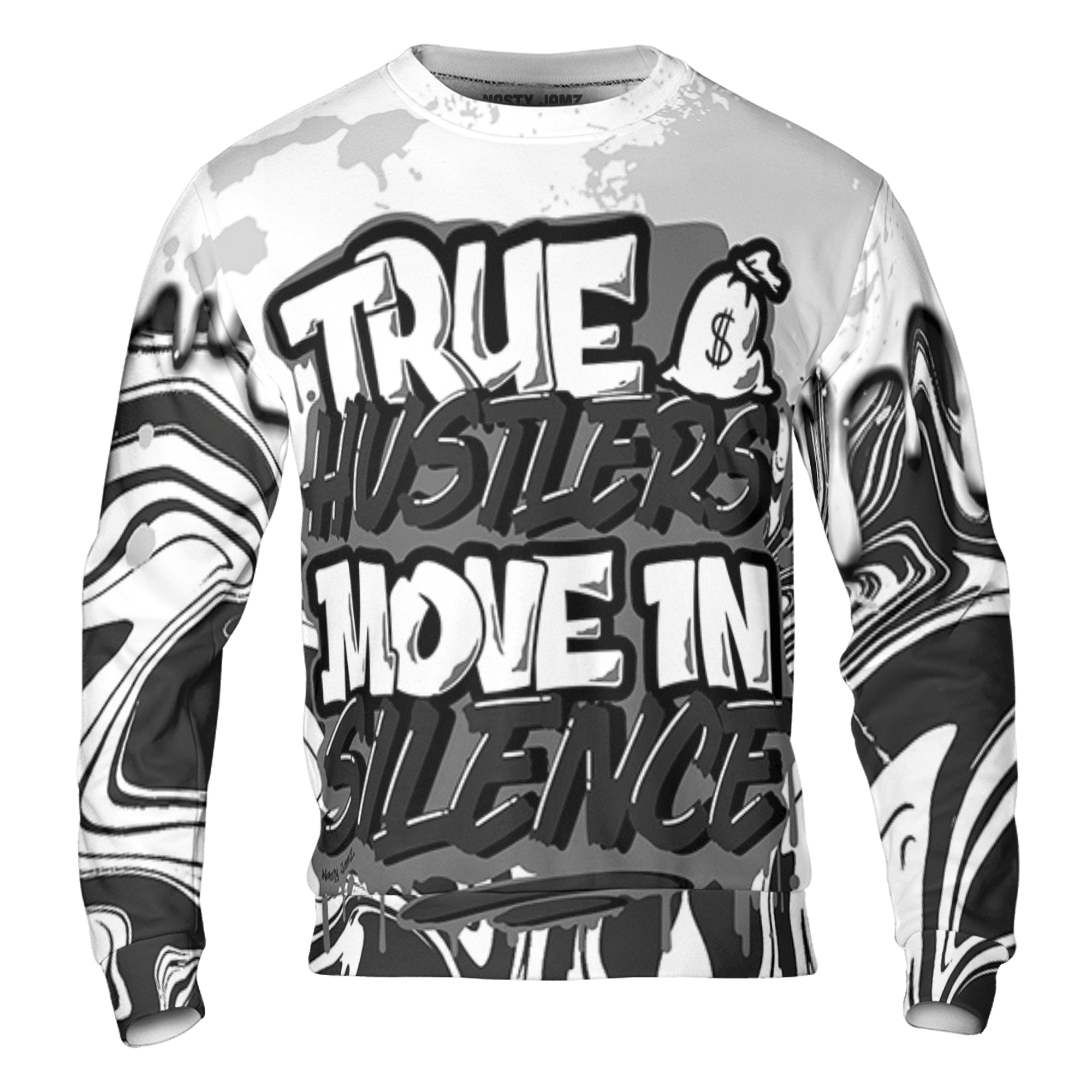 Retro High OG Black White 1s Sweatshirt Match Move In Silence 3D All-Over Print Color Splash - NastyJamz