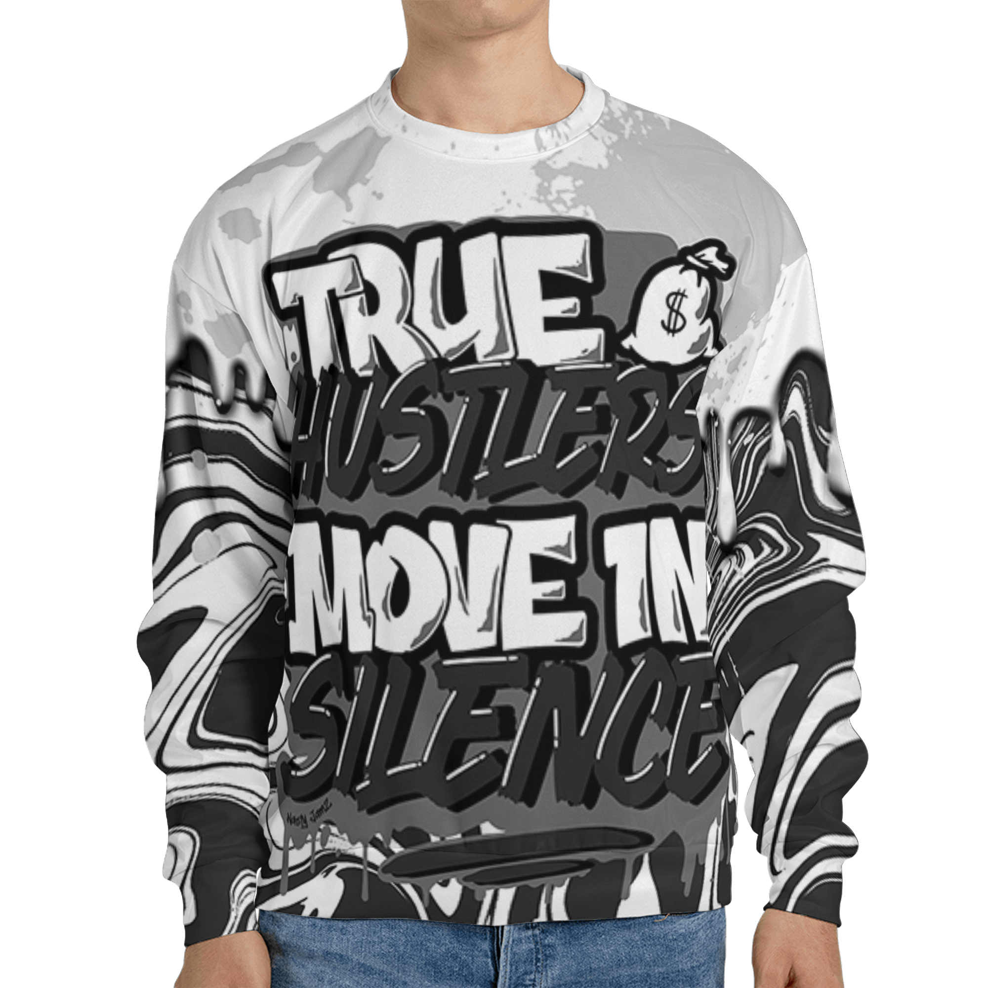 Retro High OG Black White 1s Sweatshirt Match Move In Silence 3D All-Over Print Color Splash - NastyJamz