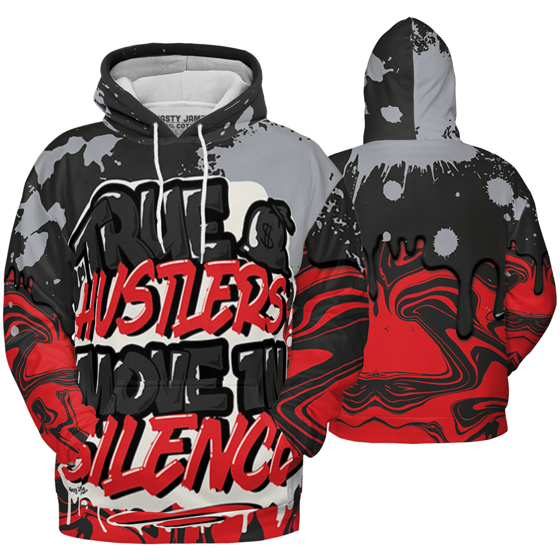 Bred Reimagined 4s Hoodie Match Move In Silence 3D All-Over Print Color Splash - NastyJamz