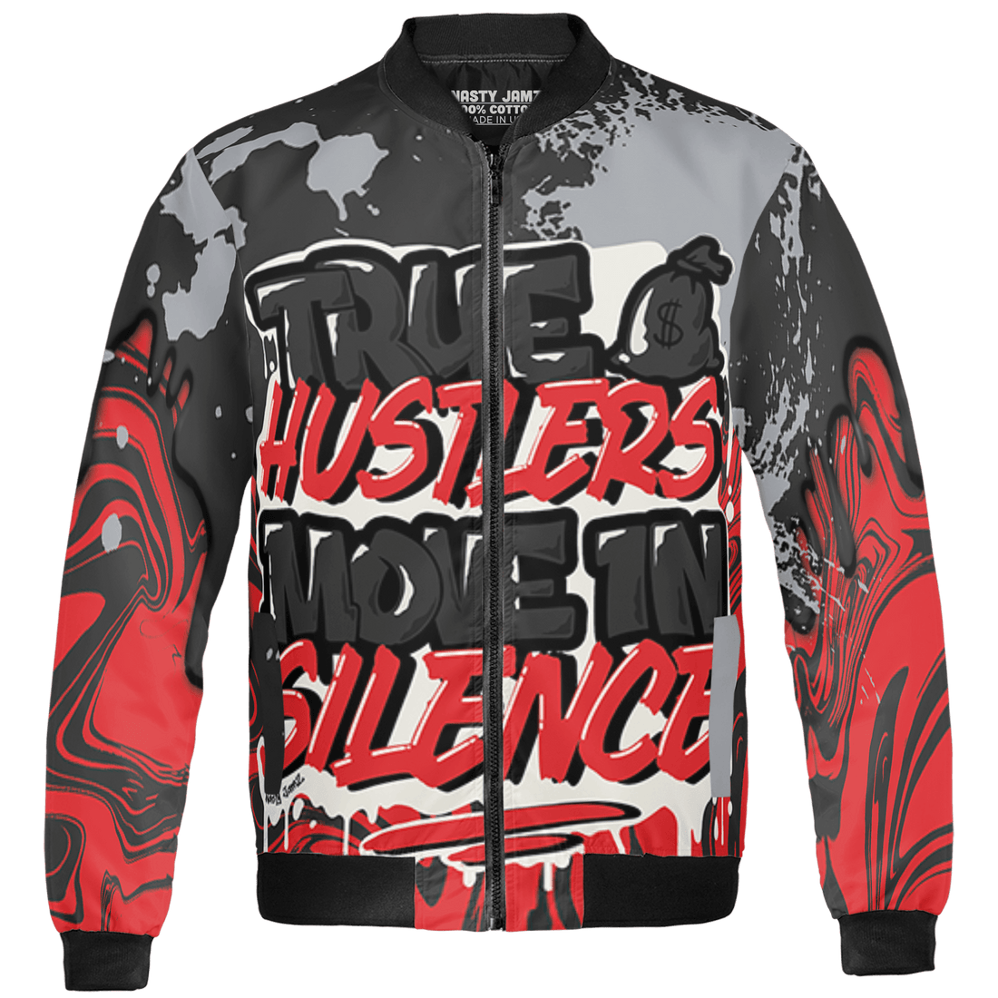 Bred Reimagined 4s Jacket Match Move In Silence 3D All-Over Print Color Splash - NastyJamz