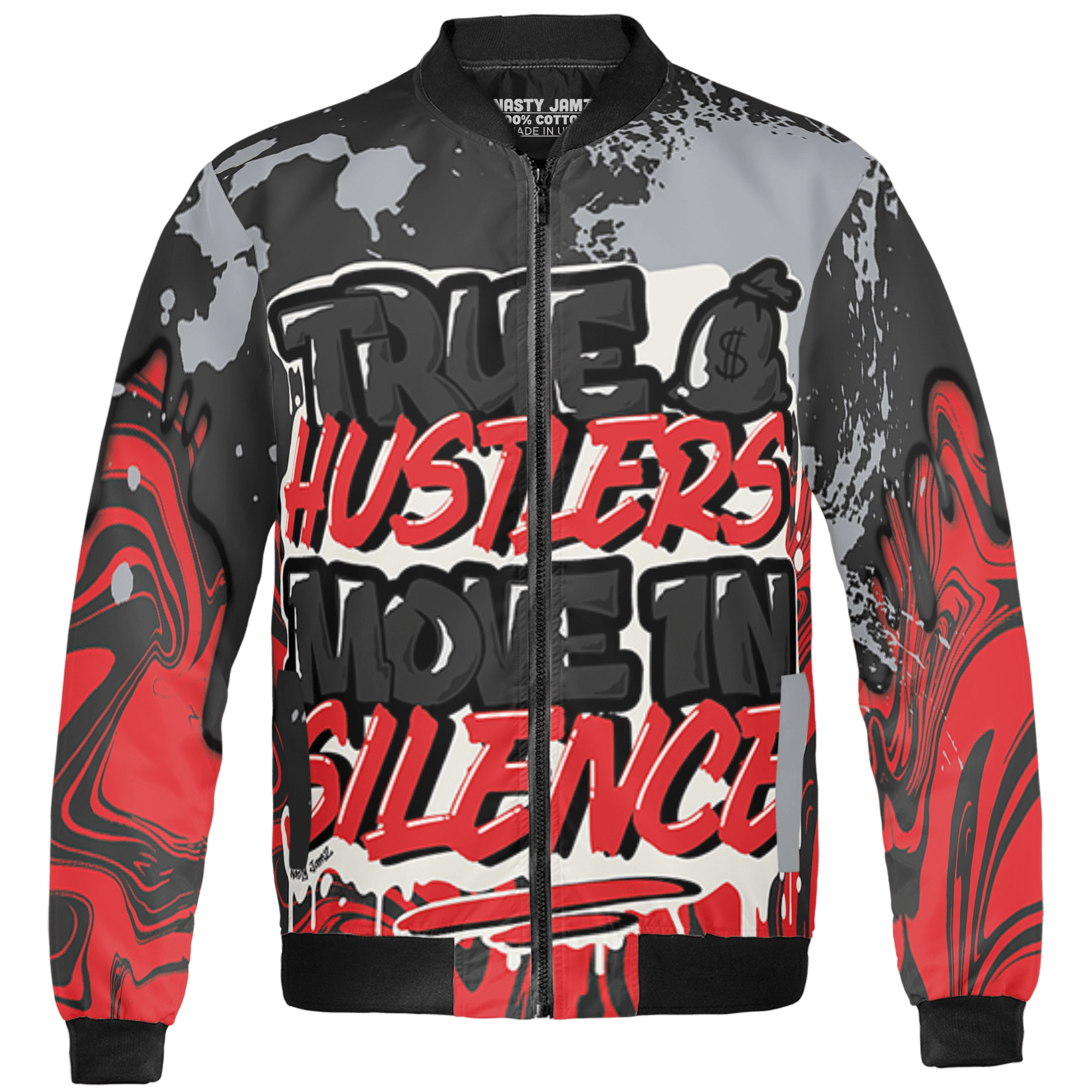 Bred Reimagined 4s Jacket Match Move In Silence 3D All-Over Print Color Splash - NastyJamz
