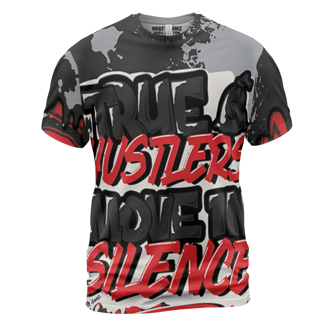 Bred Reimagined 4s T Shirt Match Move In Silence 3D All-Over Print Color Splash - NastyJamz