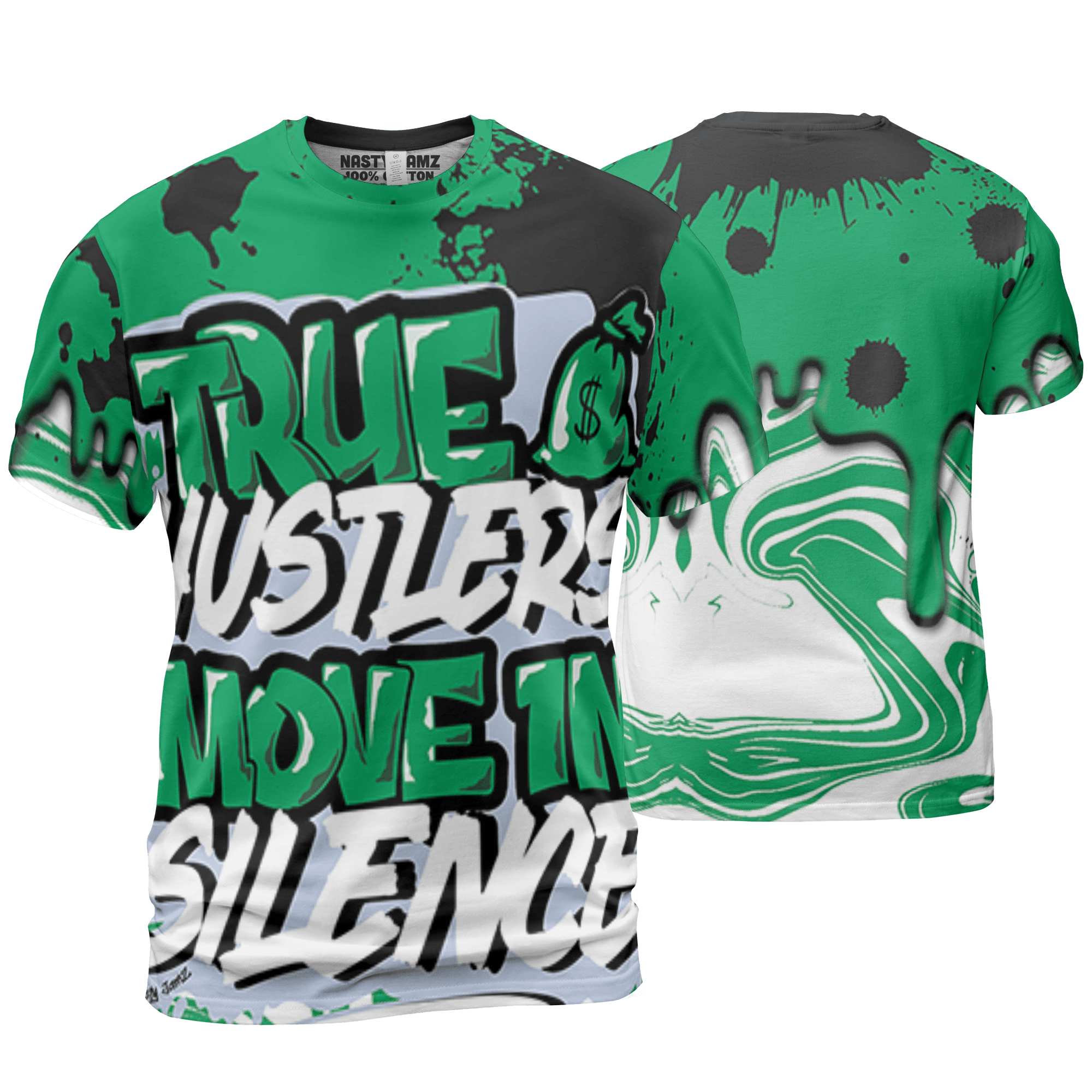 Lucky Green 5s T Shirt Match Move In Silence 3D All-Over Print Color Splash - NastyJamz