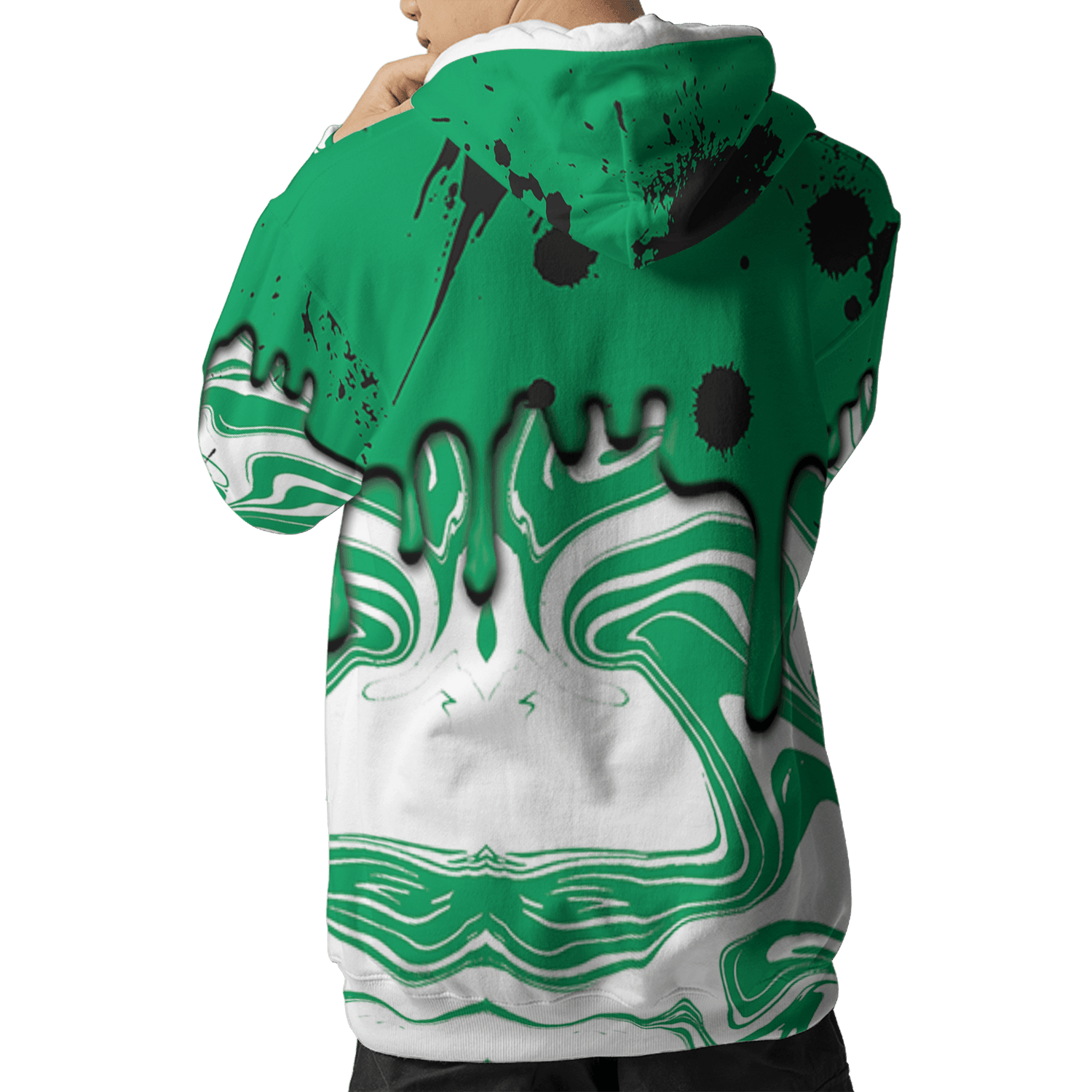 Lucky Green 5s Hoodie Match Move In Silence 3D All-Over Print Color Splash - NastyJamz